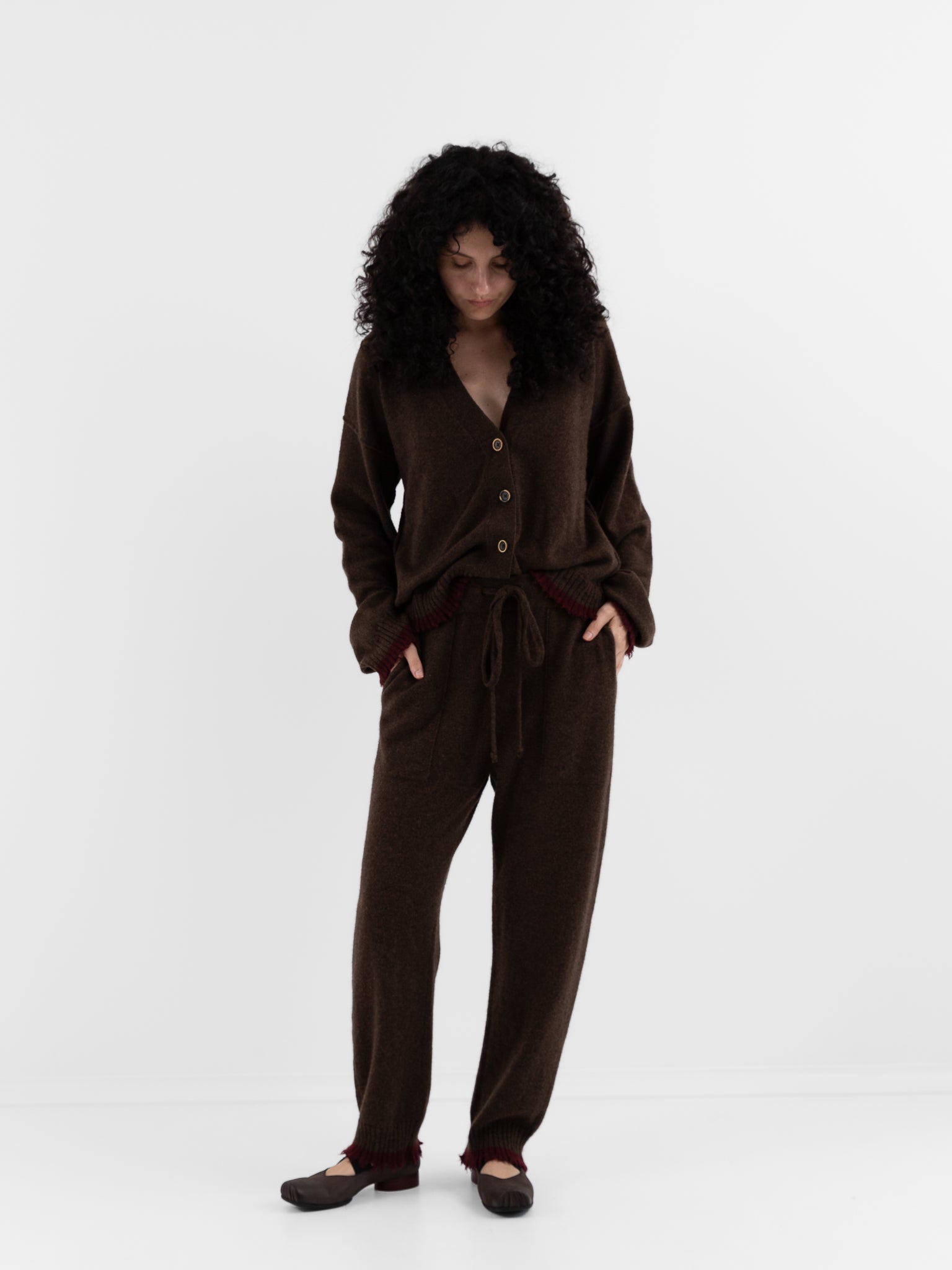 Uma Wang Long Pants in Brown with Red - UMA WANG at Worthwhile - shop PANT
