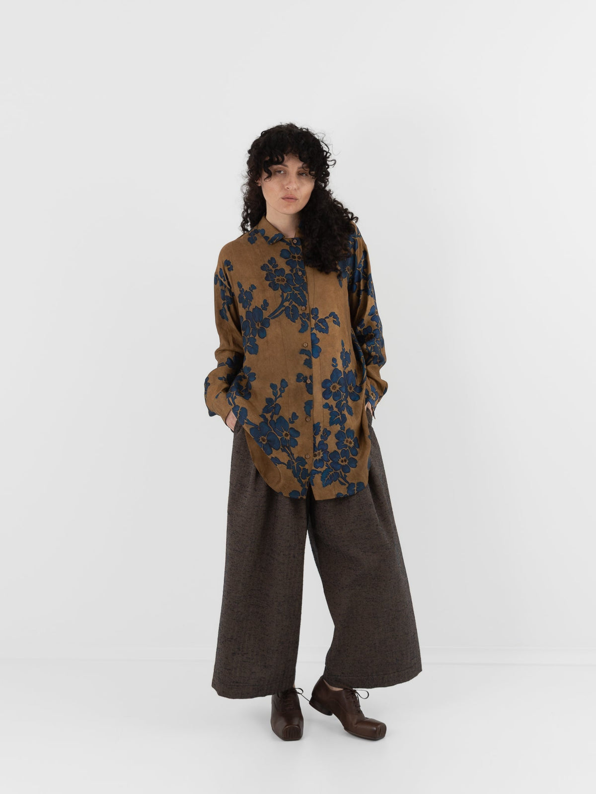 Uma Wang Tyesha Top in Mustard/Blue - UMA WANG at Worthwhile - shop TOP