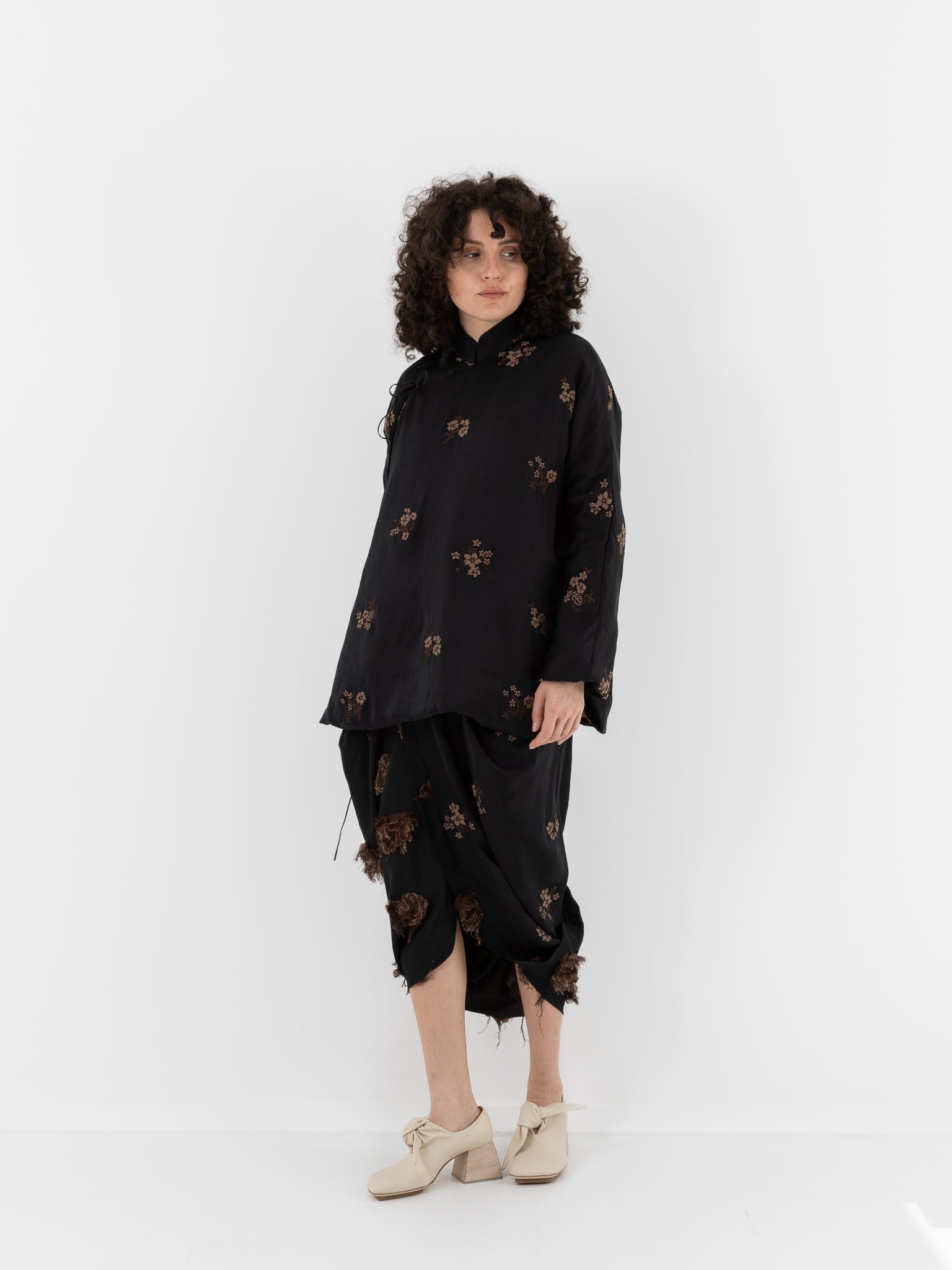 Uma Wang Gink Skirt in Black/Tan - UMA WANG at Worthwhile - shop SKIRT