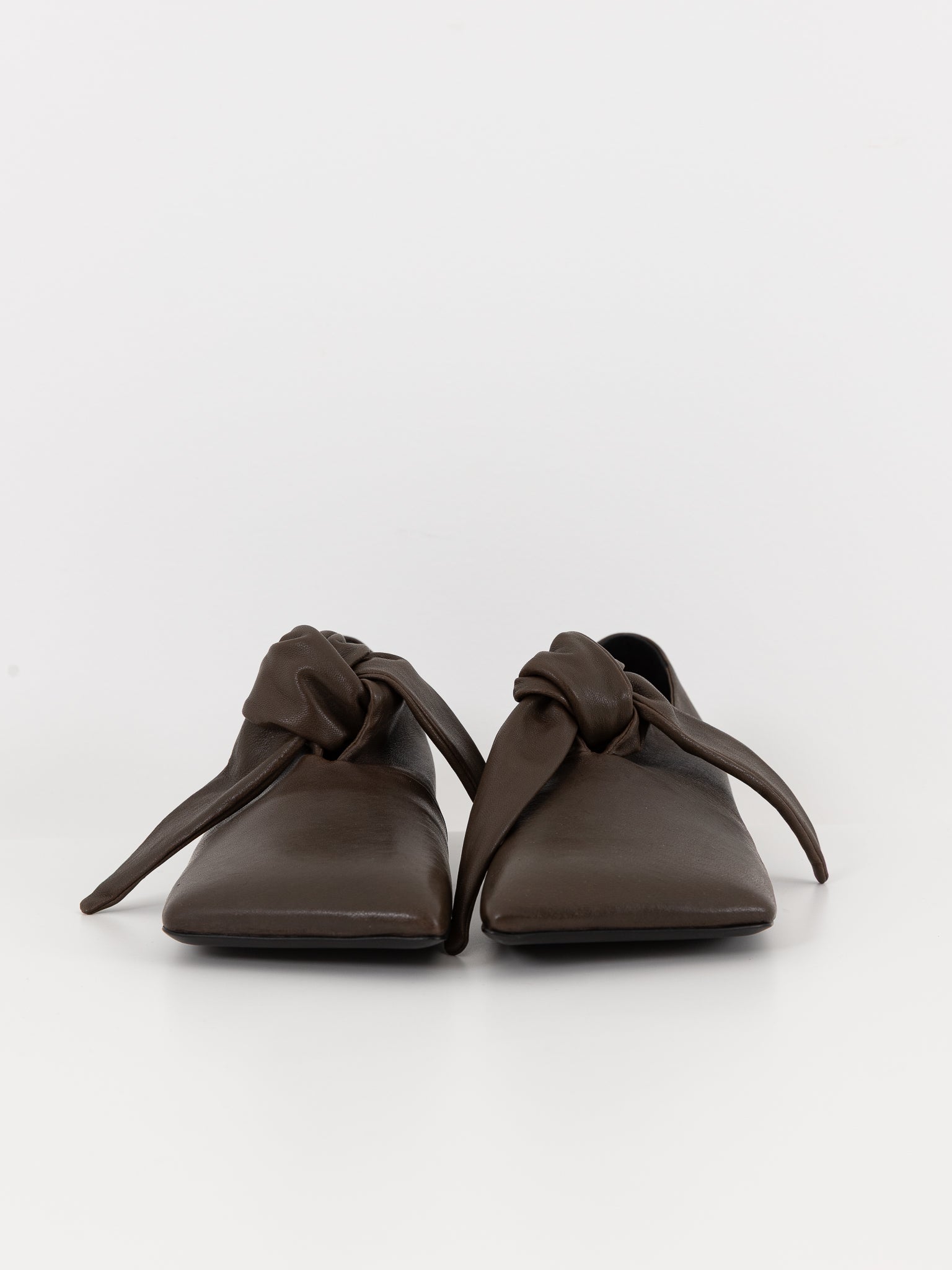 Uma Wang Square Knotted Flat in Dark Olive - UMA WANG at Worthwhile - shop SHOES