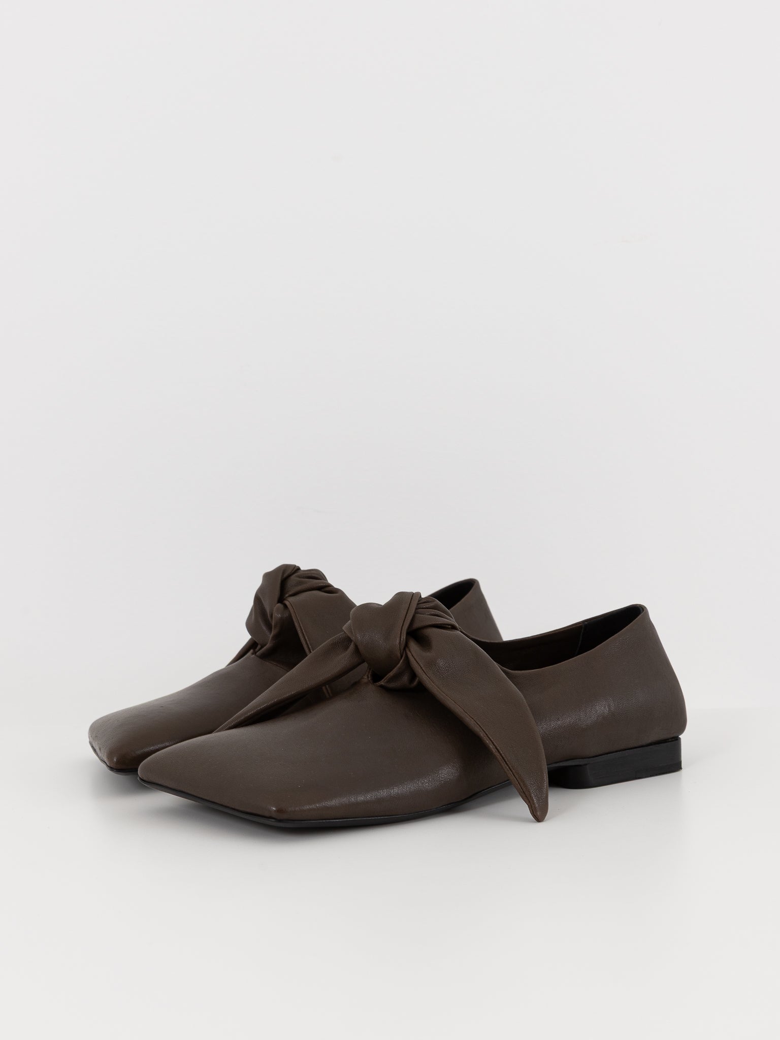 Uma Wang Square Knotted Flat in Dark Olive - UMA WANG at Worthwhile - shop SHOES