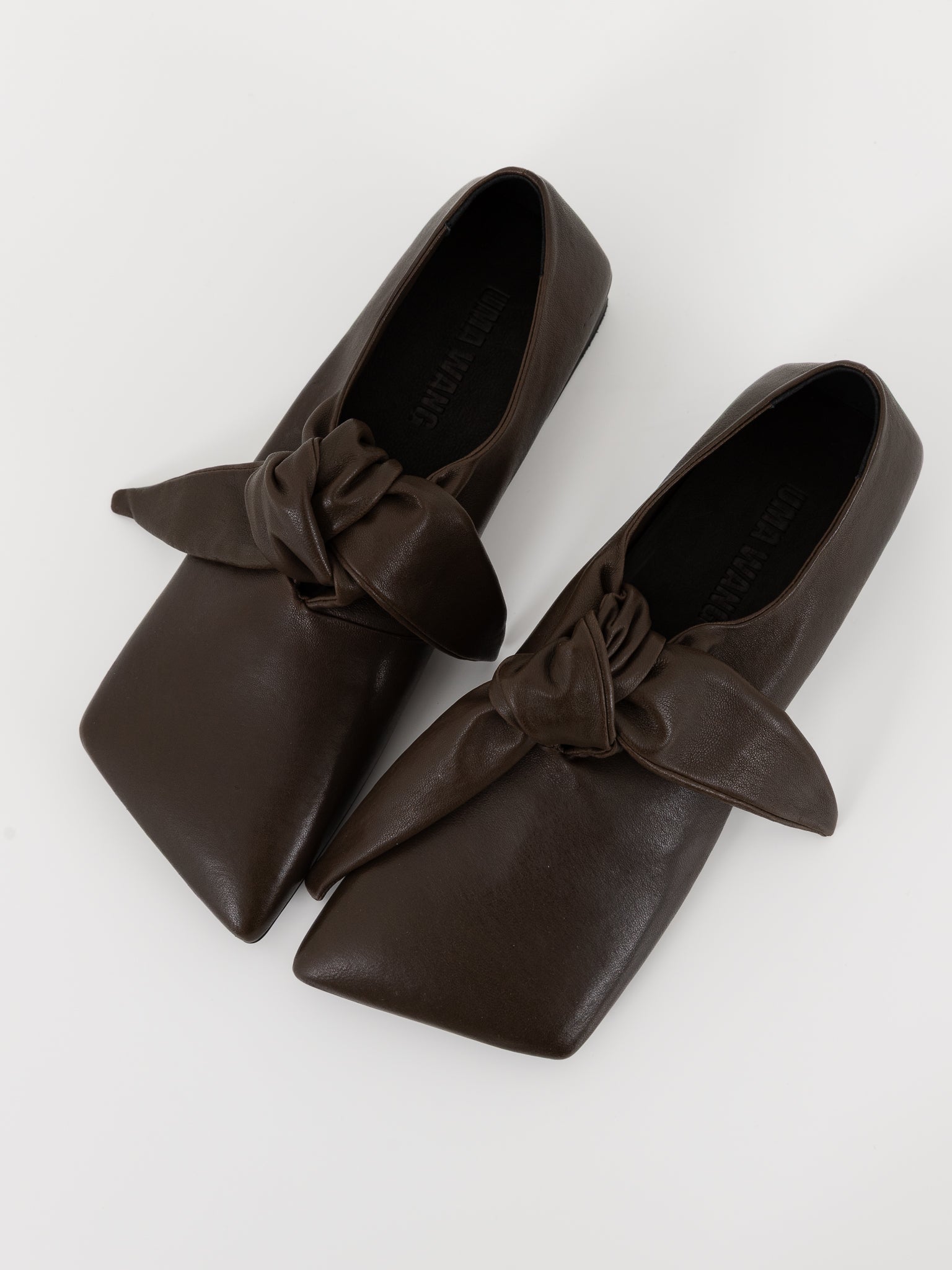 Uma Wang Square Knotted Flat in Dark Olive - UMA WANG at Worthwhile - shop SHOES