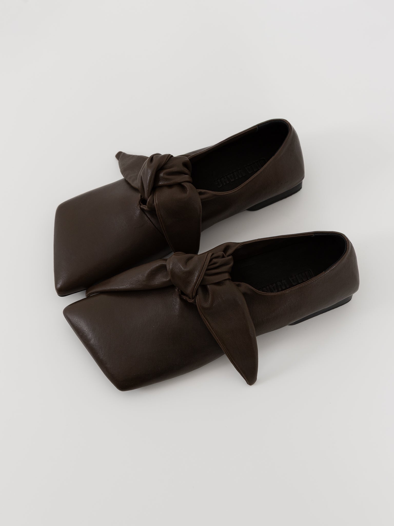 Uma Wang Square Knotted Flat in Dark Olive - UMA WANG at Worthwhile - shop SHOES