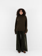 Uma Wang High Neck Top in Army Green - UMA WANG at Worthwhile - shop SWEATER