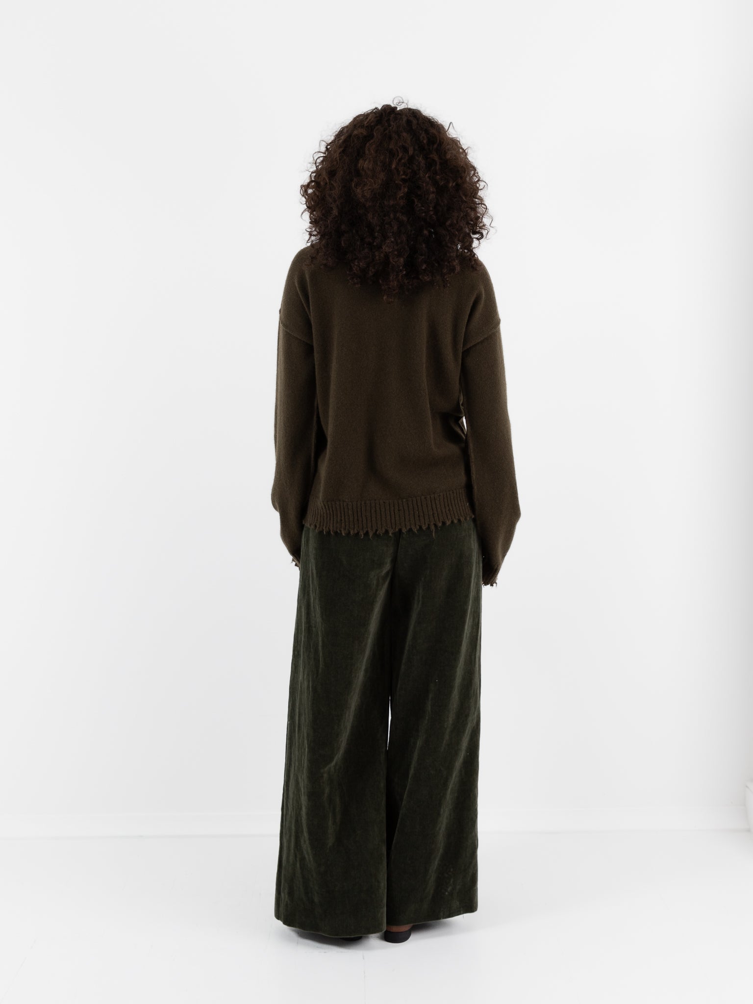 Uma Wang High Neck Top in Army Green - UMA WANG at Worthwhile - shop SWEATER