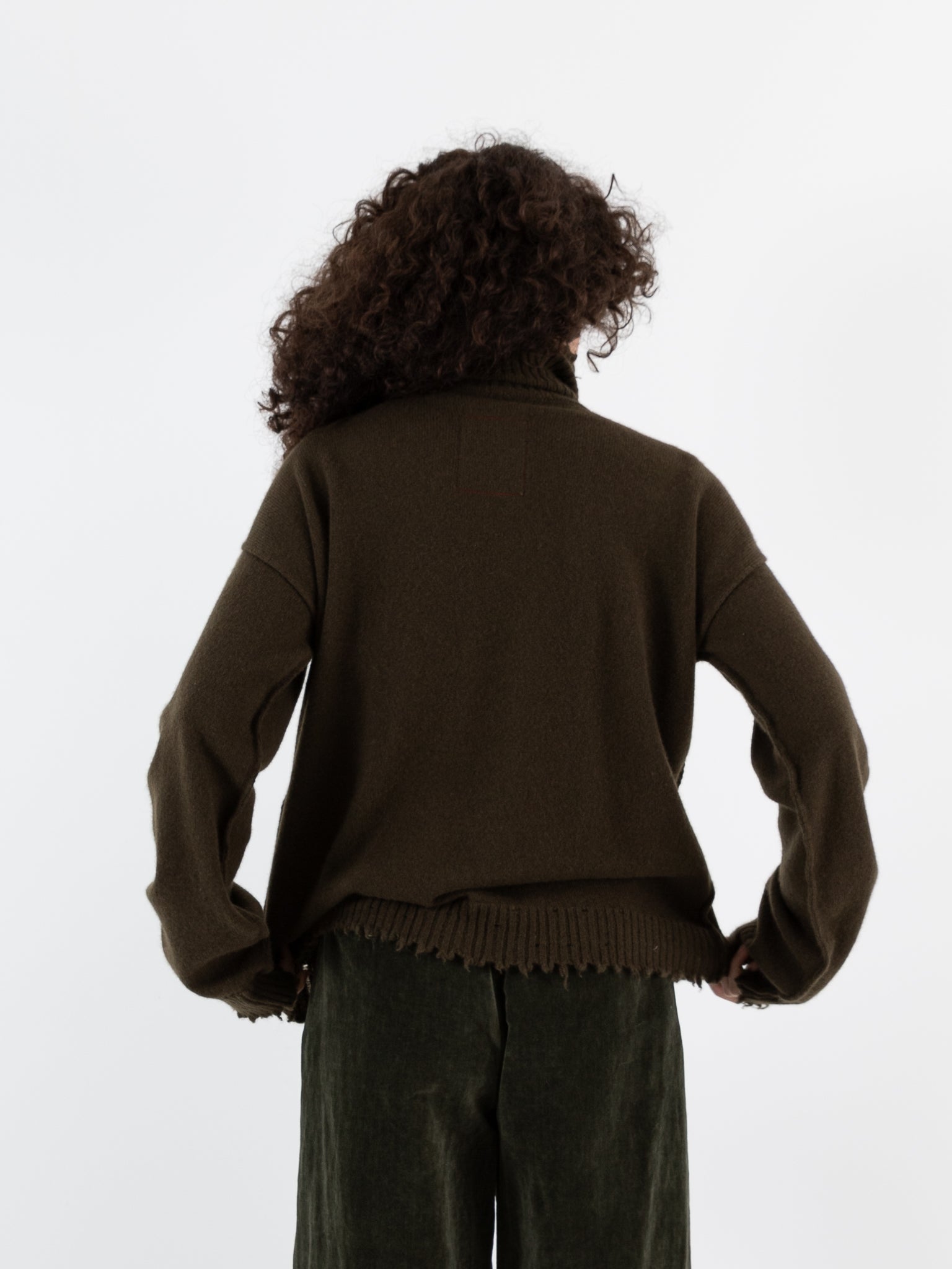 Uma Wang High Neck Top in Army Green - UMA WANG at Worthwhile - shop SWEATER