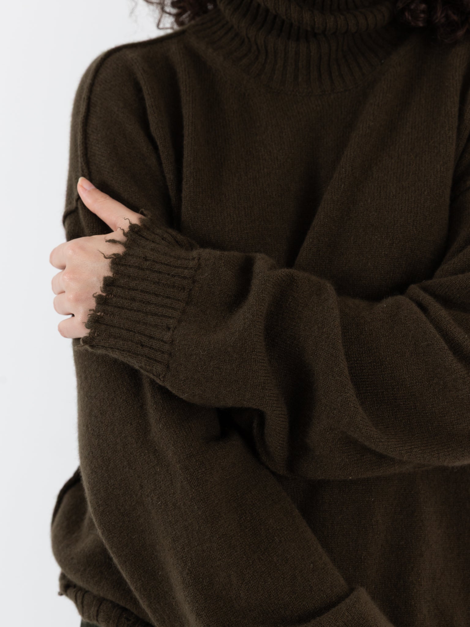 Uma Wang High Neck Top in Army Green - UMA WANG at Worthwhile - shop SWEATER