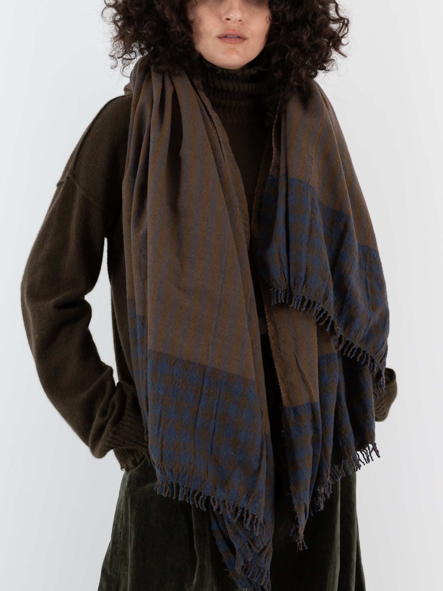 Uma Wang Scarf in Brown/Blue - UMA WANG at Worthwhile - shop SCARF