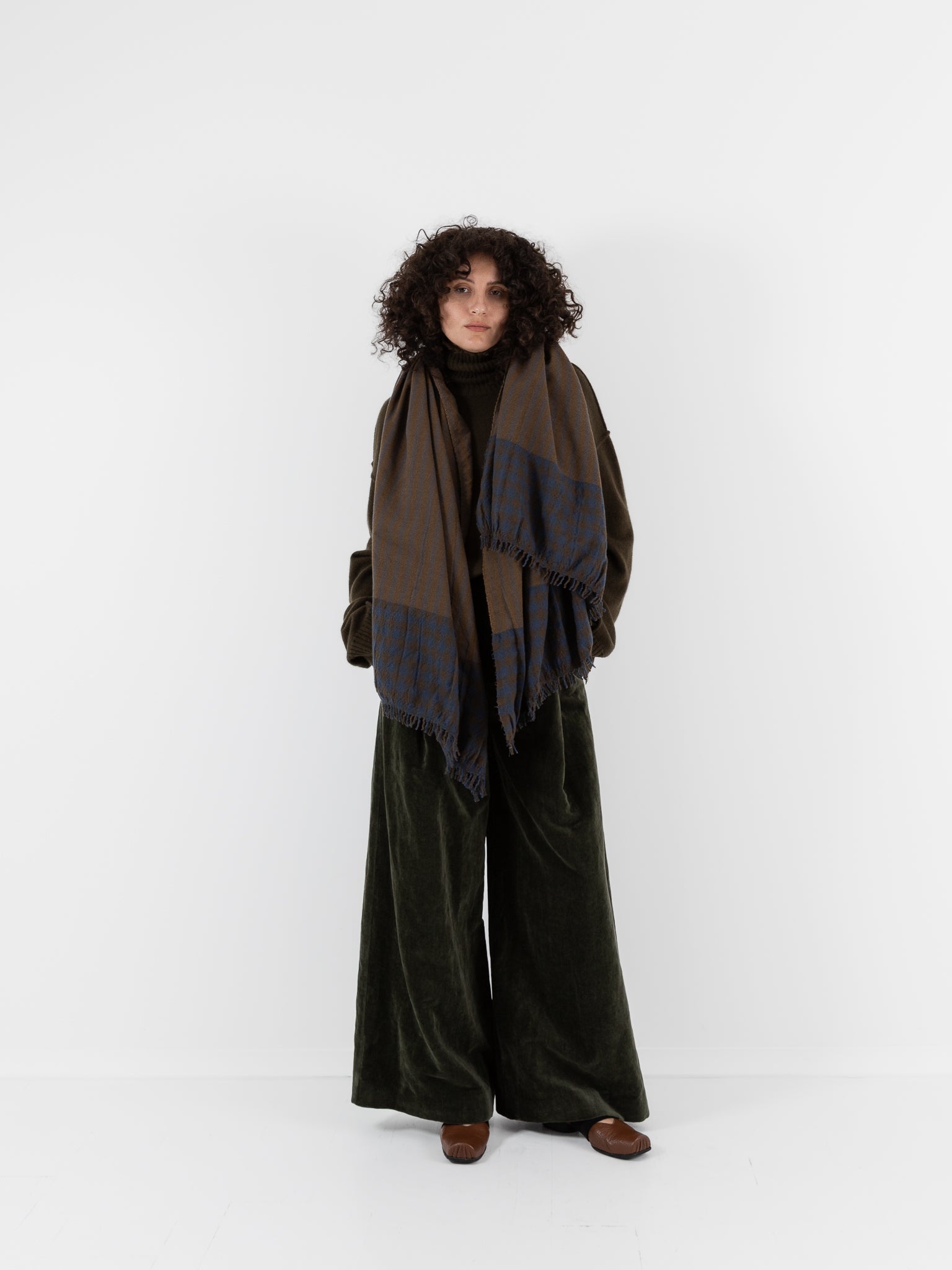Uma Wang Scarf in Brown/Blue - UMA WANG at Worthwhile - shop SCARF