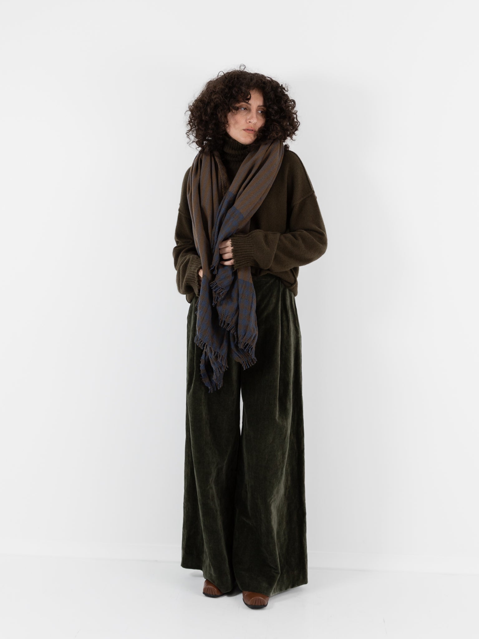 Uma Wang Scarf in Brown/Blue - UMA WANG at Worthwhile - shop SCARF