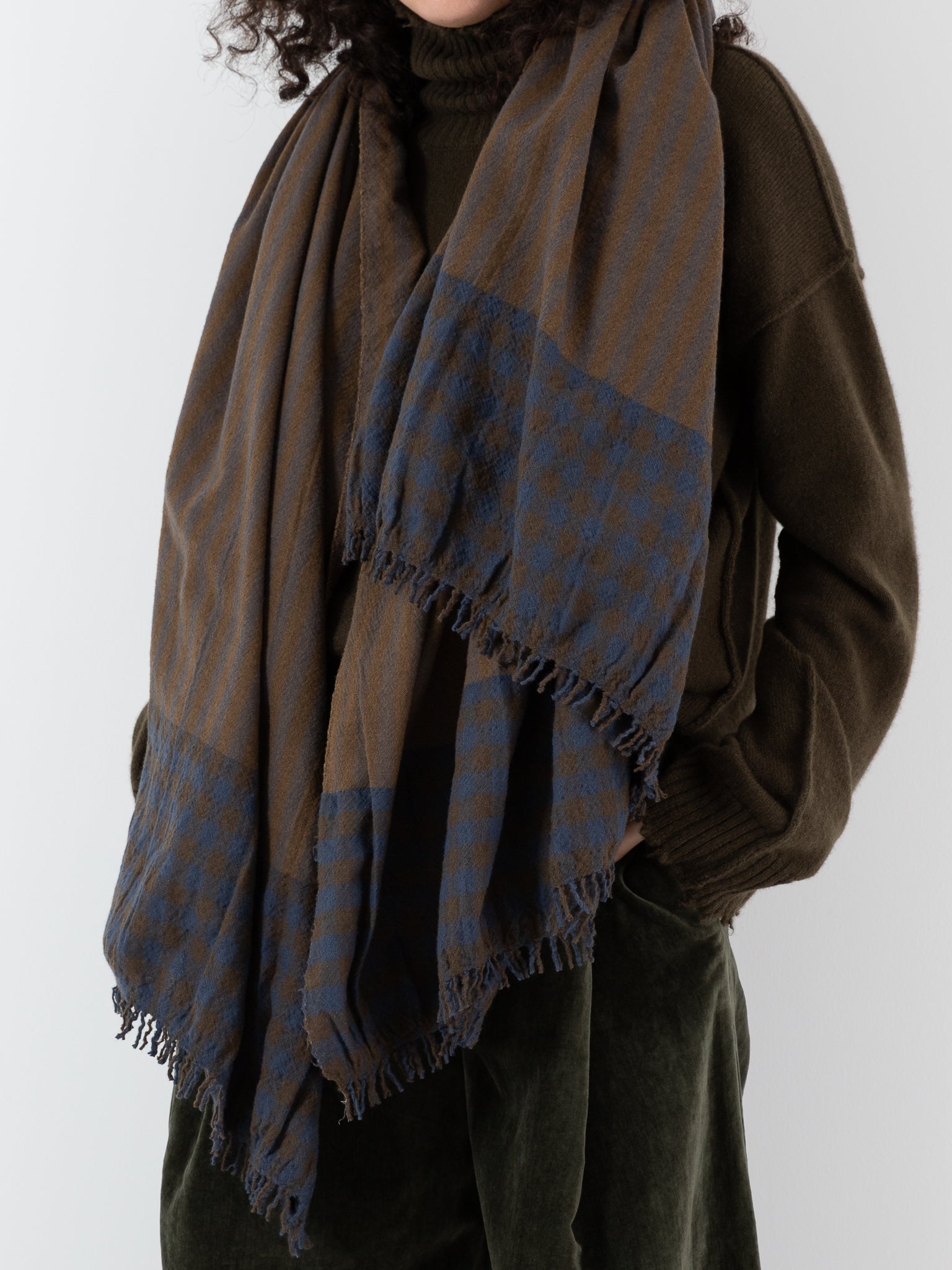 Uma Wang Scarf in Brown/Blue - UMA WANG at Worthwhile - shop SCARF