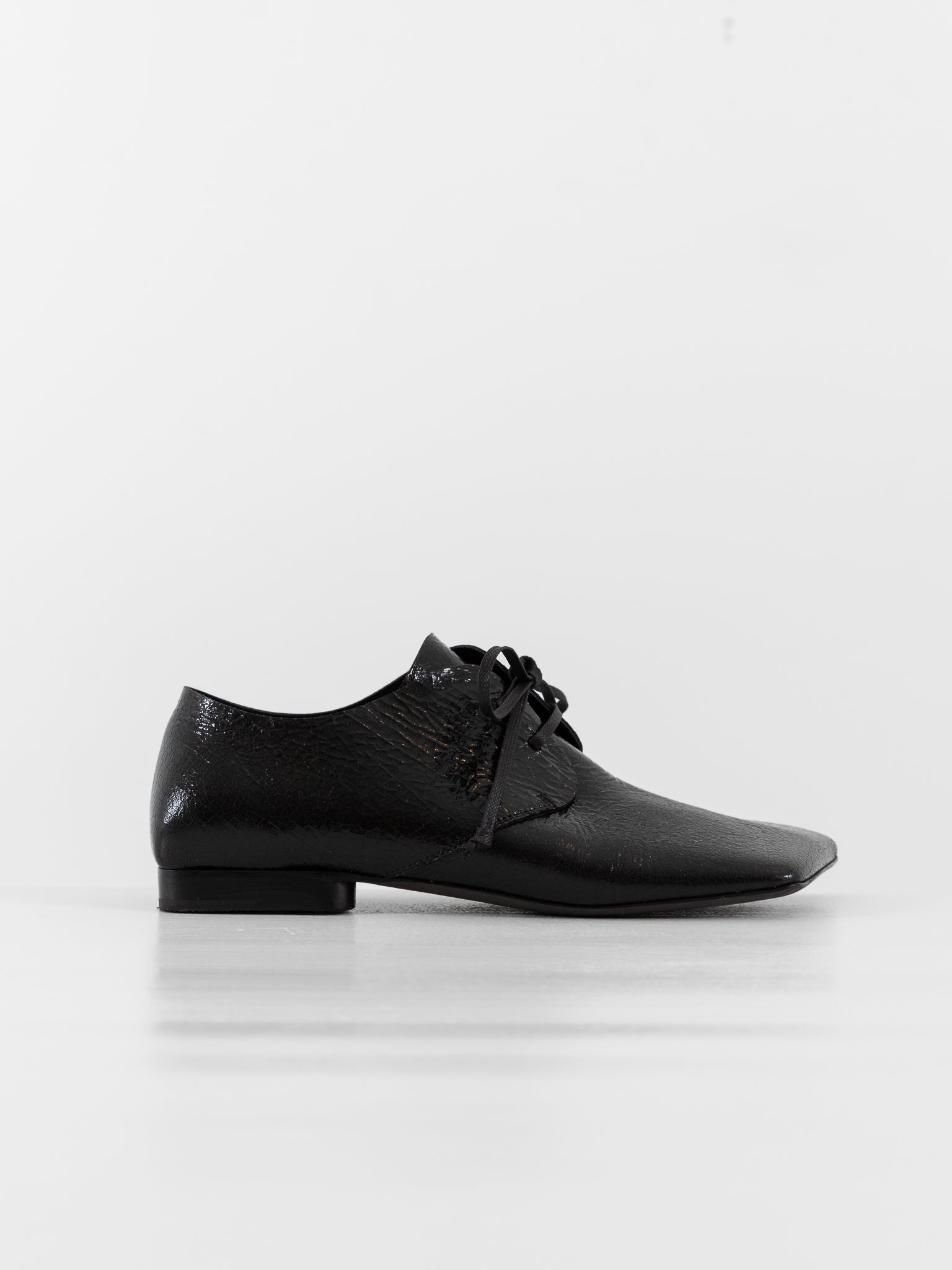 Uma Wang Square Derby in Shiny Black - UMA WANG at Worthwhile - shop SHOES