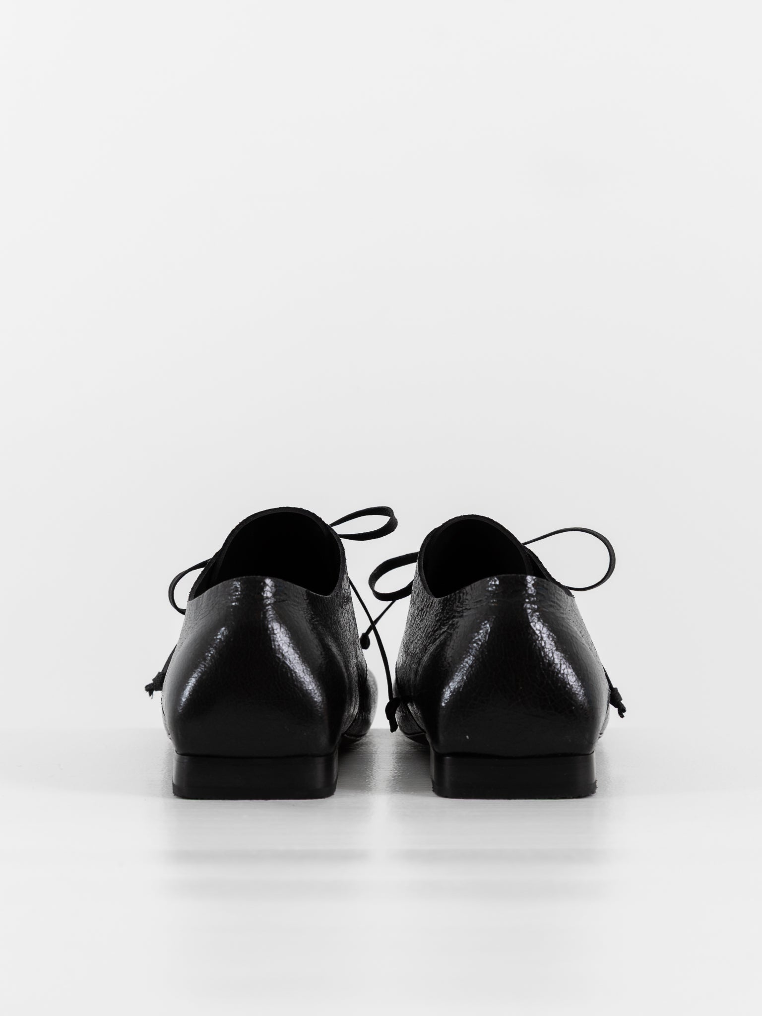Uma Wang Square Derby in Shiny Black - UMA WANG at Worthwhile - shop SHOES