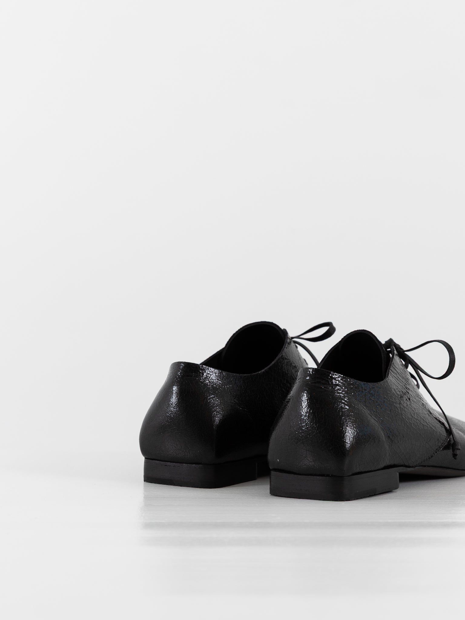 Uma Wang Square Derby in Shiny Black - UMA WANG at Worthwhile - shop SHOES