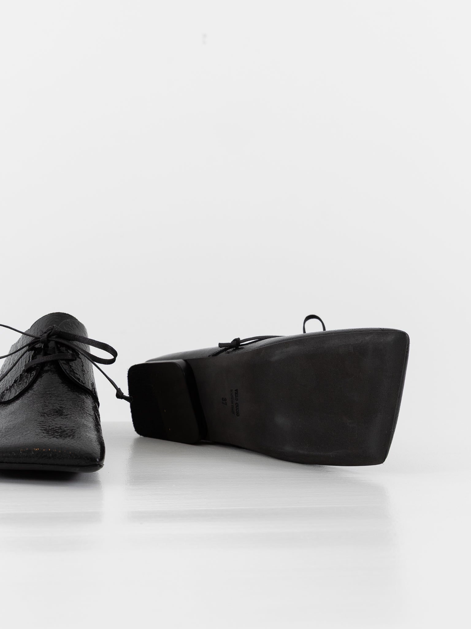 Uma Wang Square Derby in Shiny Black - UMA WANG at Worthwhile - shop SHOES