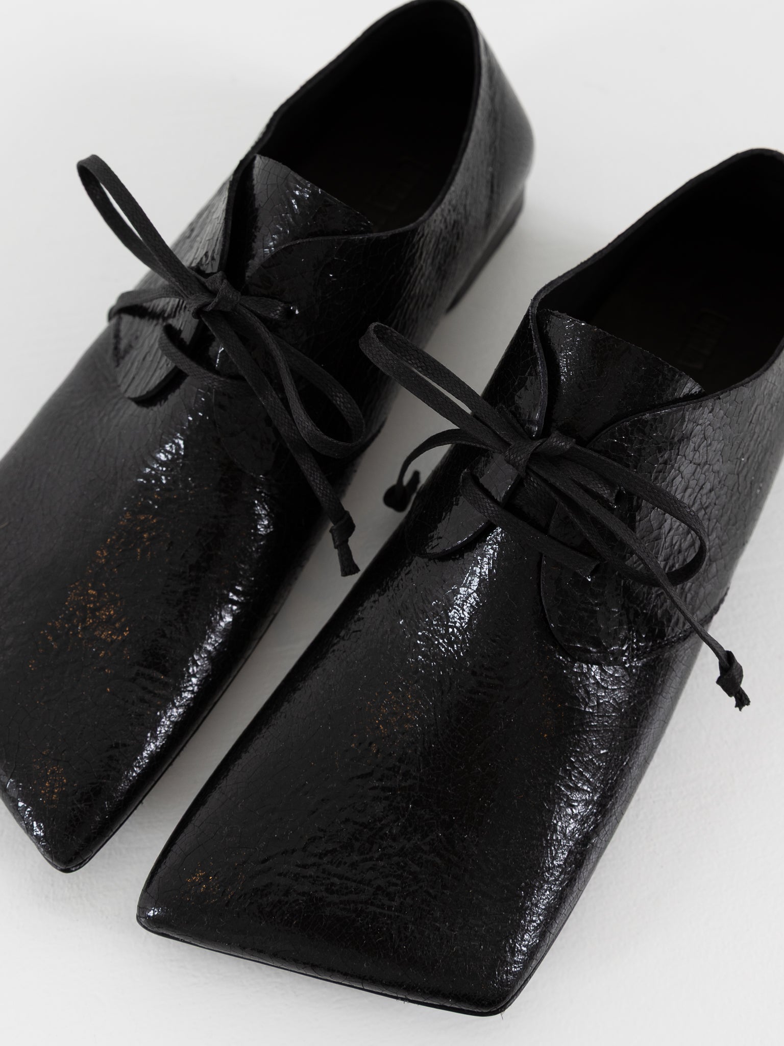 Uma Wang Square Derby in Shiny Black - UMA WANG at Worthwhile - shop SHOES