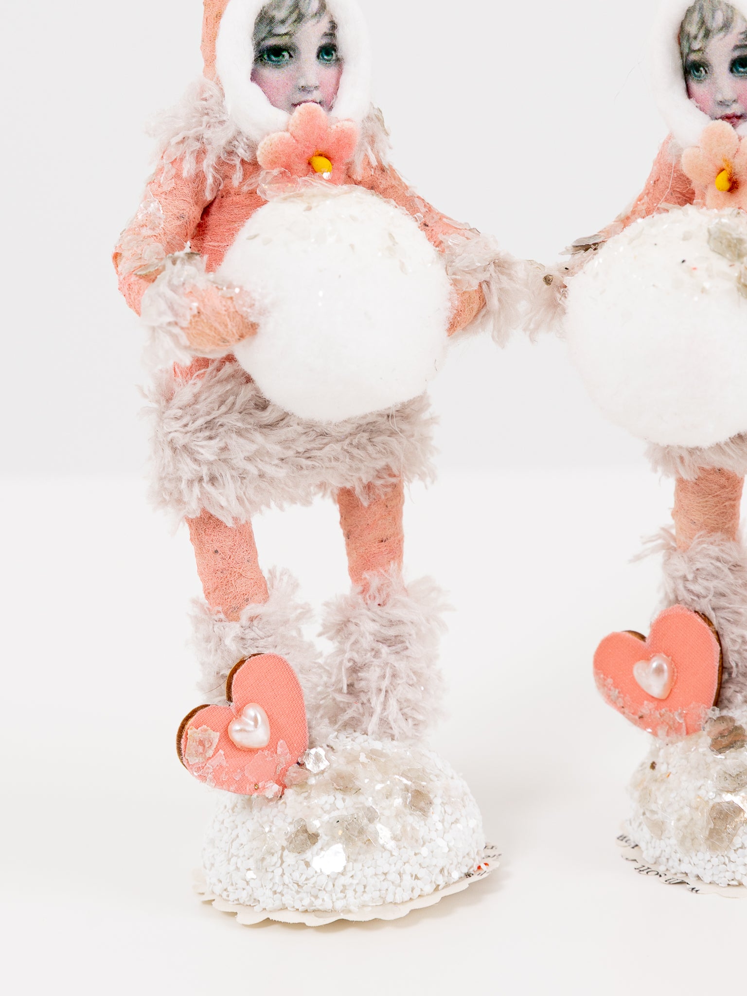 Fuzzy Girl with Snowball Figure - VINTAGE BY CRYSTAL at Worthwhile - shop ORNAMENT