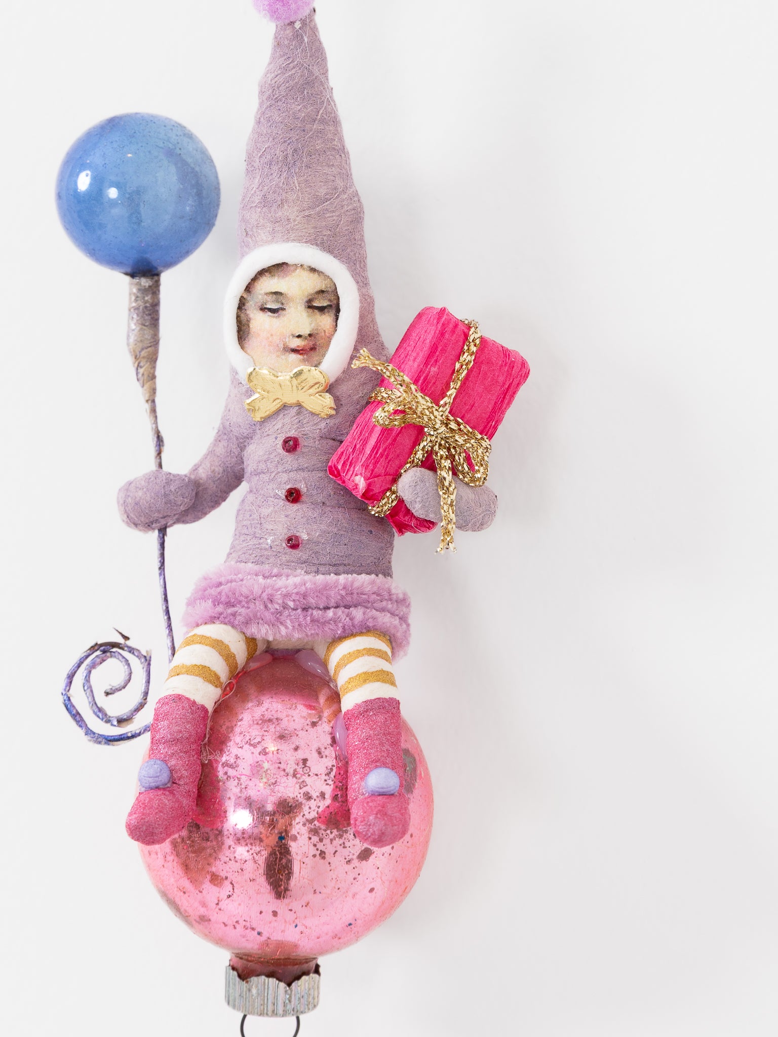 Purple Elf on Glass Ball Ornament - VINTAGE BY CRYSTAL at Worthwhile - shop ORNAMENT