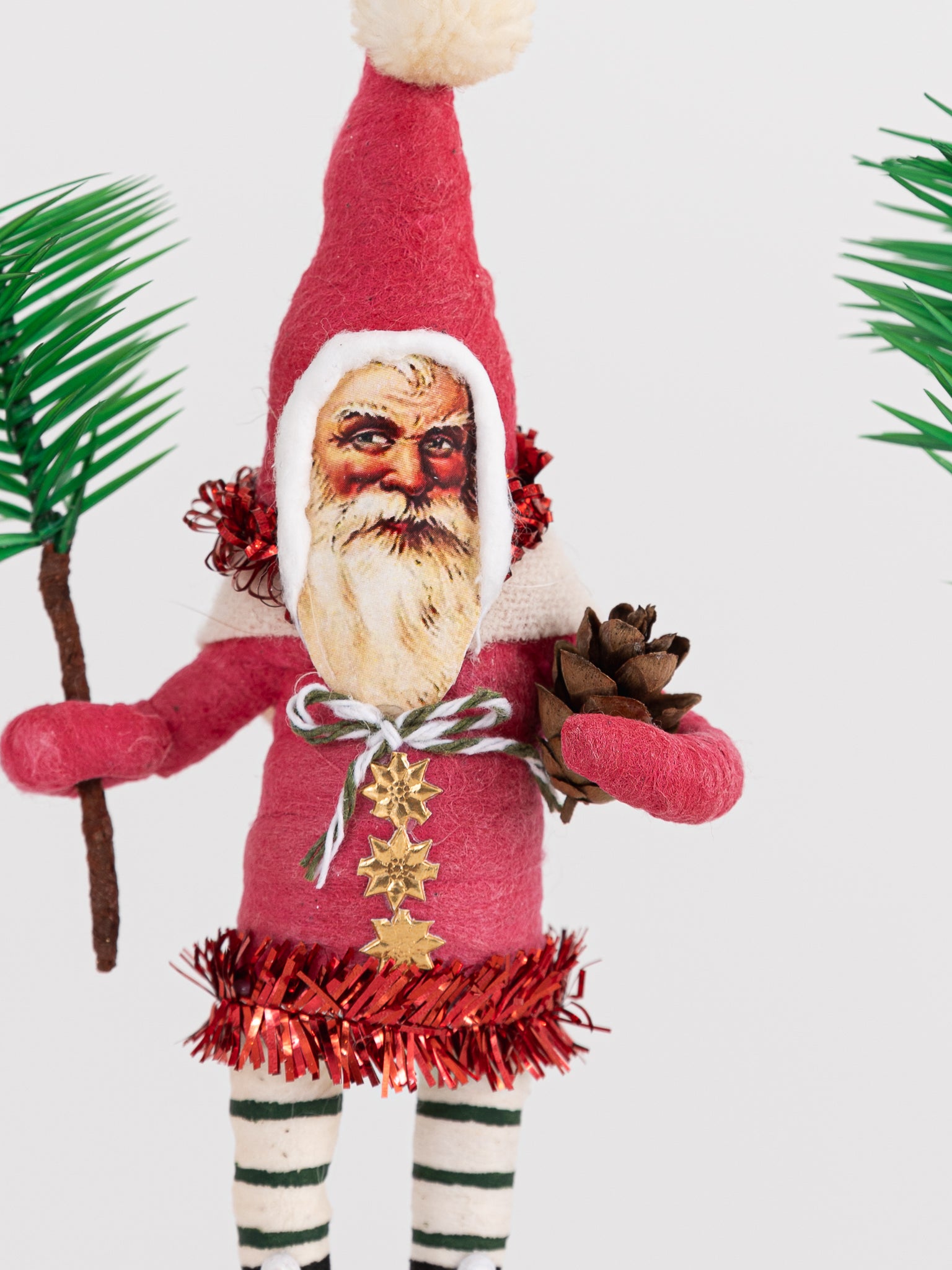 Woodland Santa with Tree Ornament in Red - VINTAGE BY CRYSTAL at Worthwhile - shop ORNAMENT