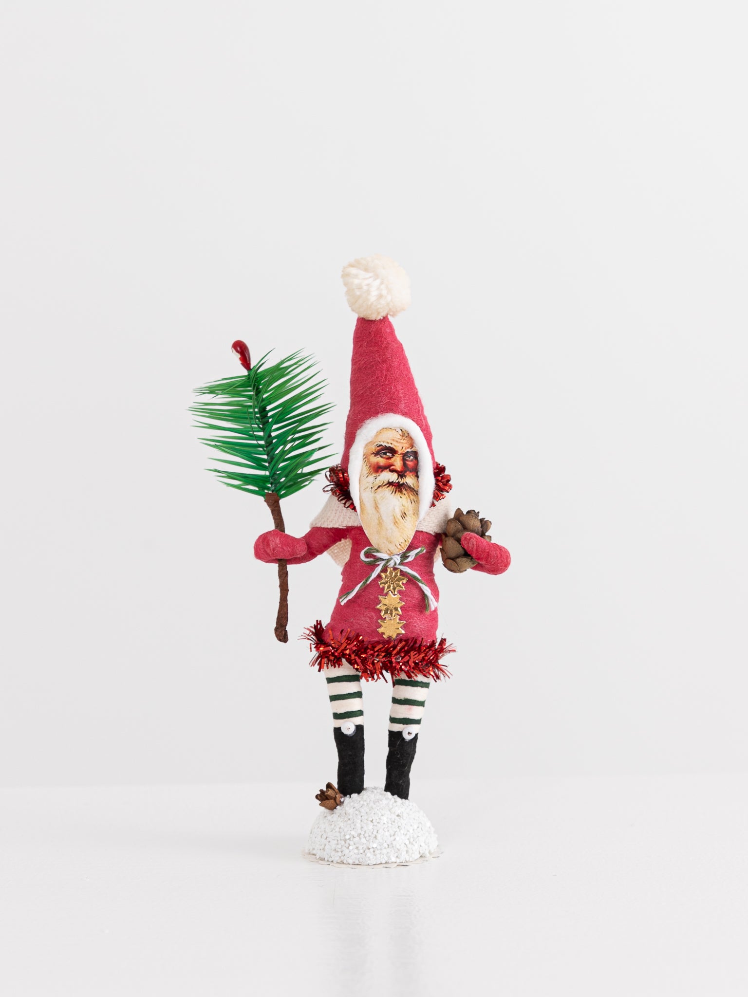 Woodland Santa with Tree Ornament in Red - VINTAGE BY CRYSTAL at Worthwhile - shop ORNAMENT