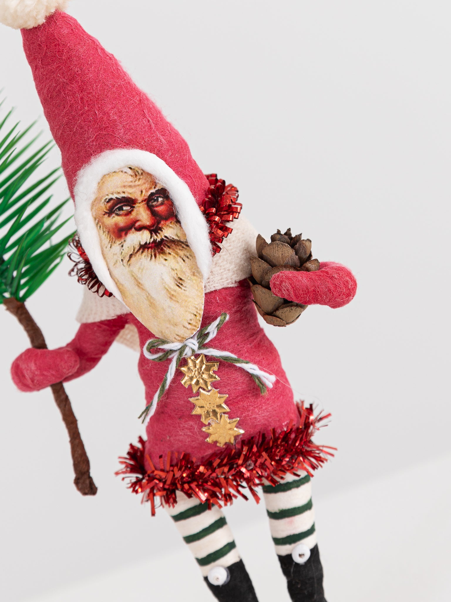 Woodland Santa with Tree Ornament in Red - VINTAGE BY CRYSTAL at Worthwhile - shop ORNAMENT