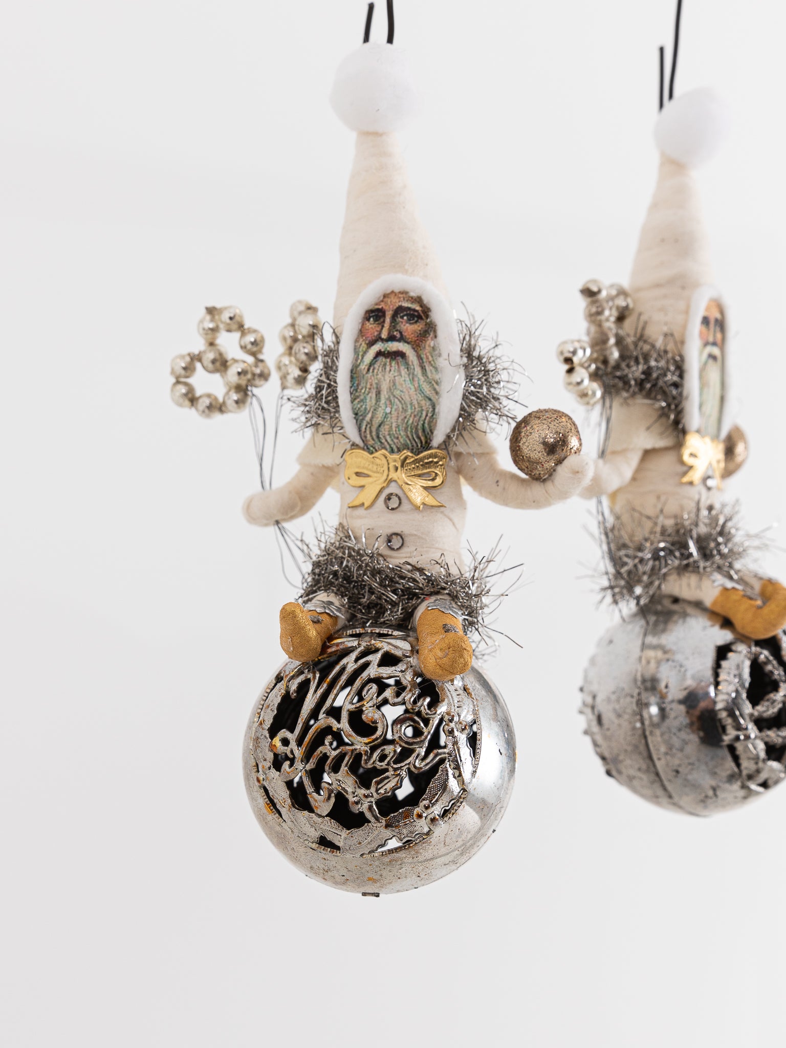 Santa on Ball Ornament in Silver - VINTAGE BY CRYSTAL at Worthwhile - shop ORNAMENT