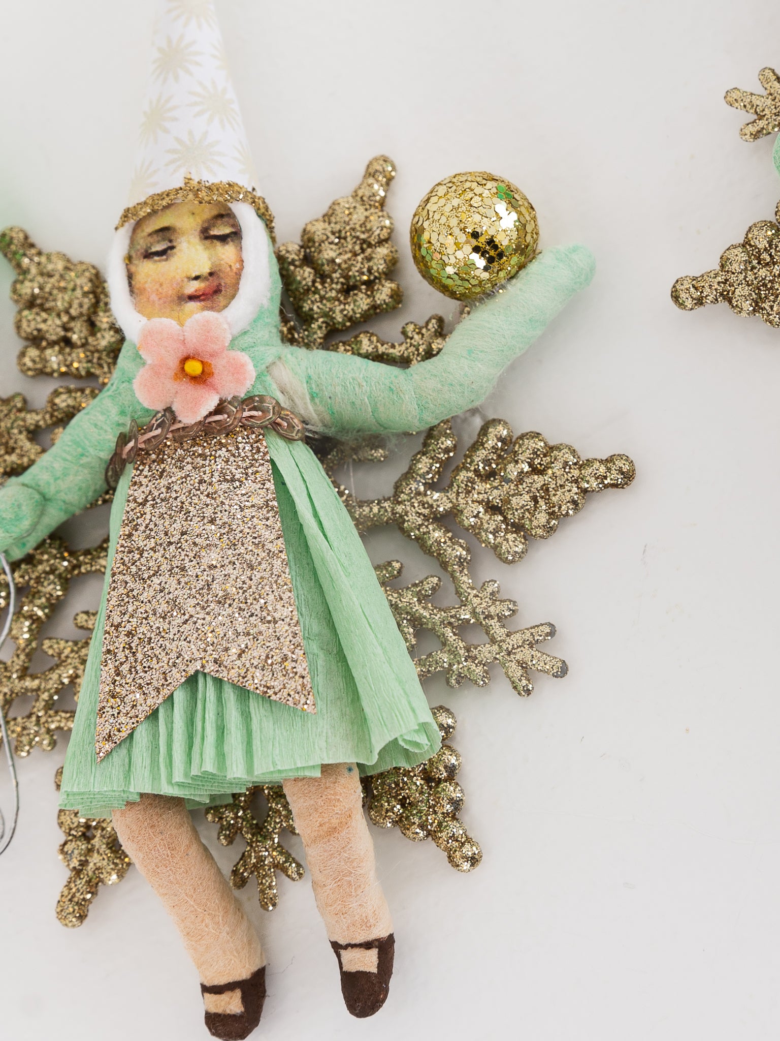 Princess on Snowflake Ornament in Mint - VINTAGE BY CRYSTAL at Worthwhile - shop ORNAMENT
