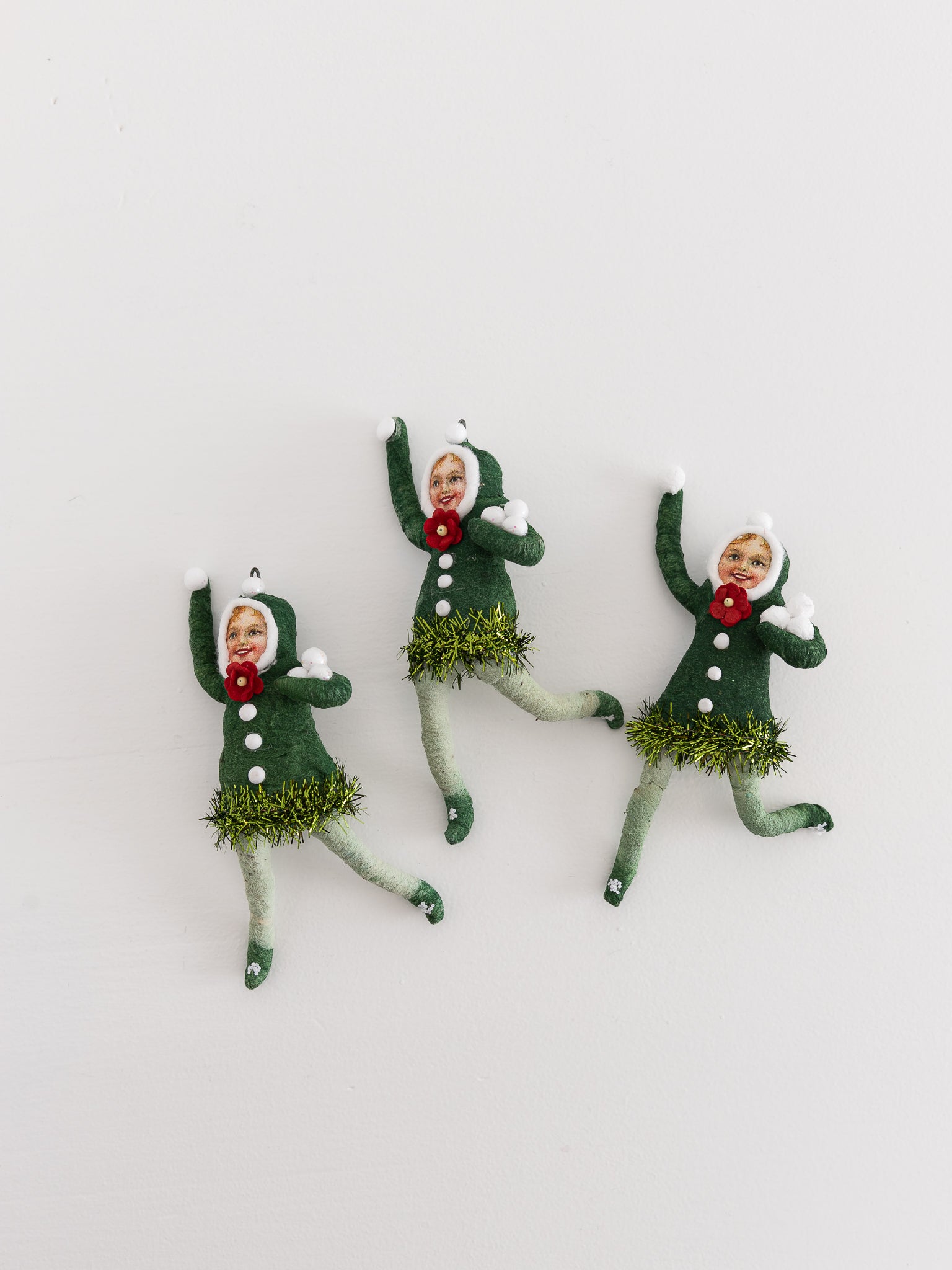 Snowball Thrower Ornament in Green - VINTAGE BY CRYSTAL at Worthwhile - shop ORNAMENT