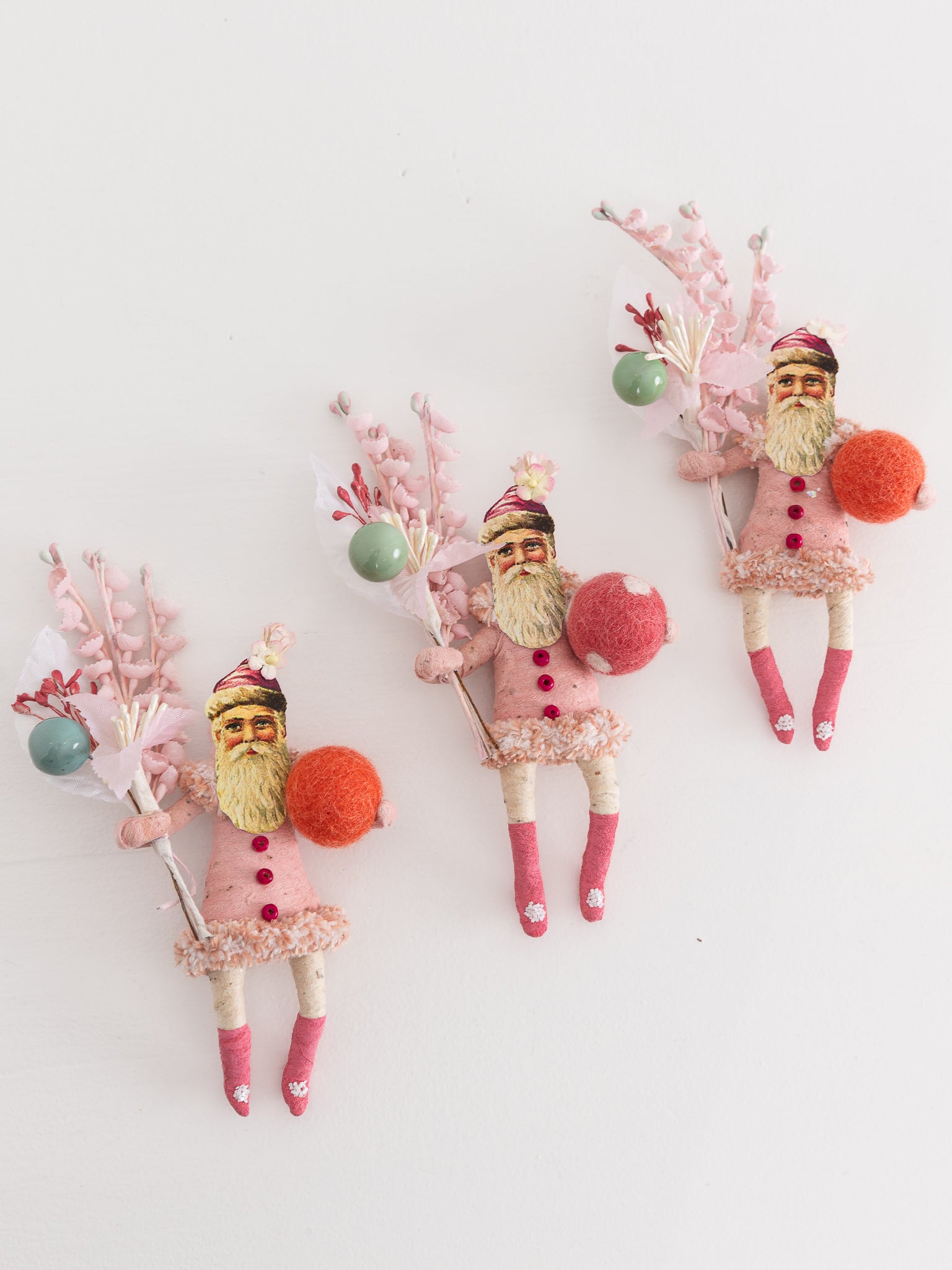 Santa with Bouquet Ornament in Pink - VINTAGE BY CRYSTAL at Worthwhile - shop ORNAMENT