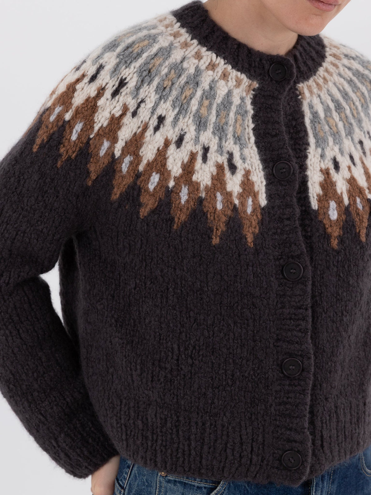Wommelsdorff Colette Cardigan in Shadow & Ivory - WOMMELSDORFF at Worthwhile - shop CARDIGAN