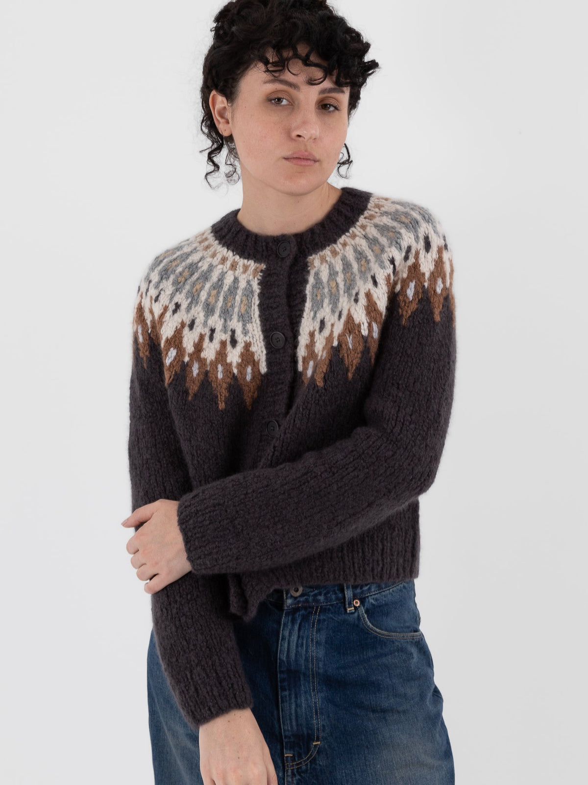 Wommelsdorff Colette Cardigan in Shadow & Ivory - WOMMELSDORFF at Worthwhile - shop CARDIGAN