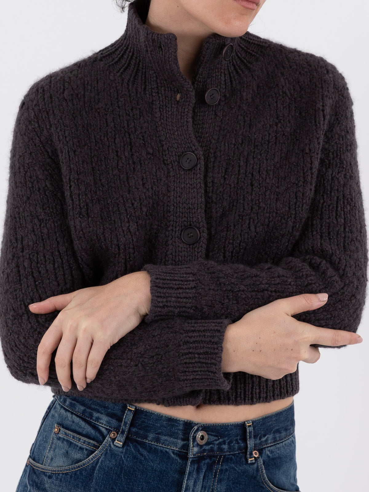 Wommelsdorff Yuri Cardigan in Shadow/Dark Taupe - WOMMELSDORFF at Worthwhile - shop CARDIGAN
