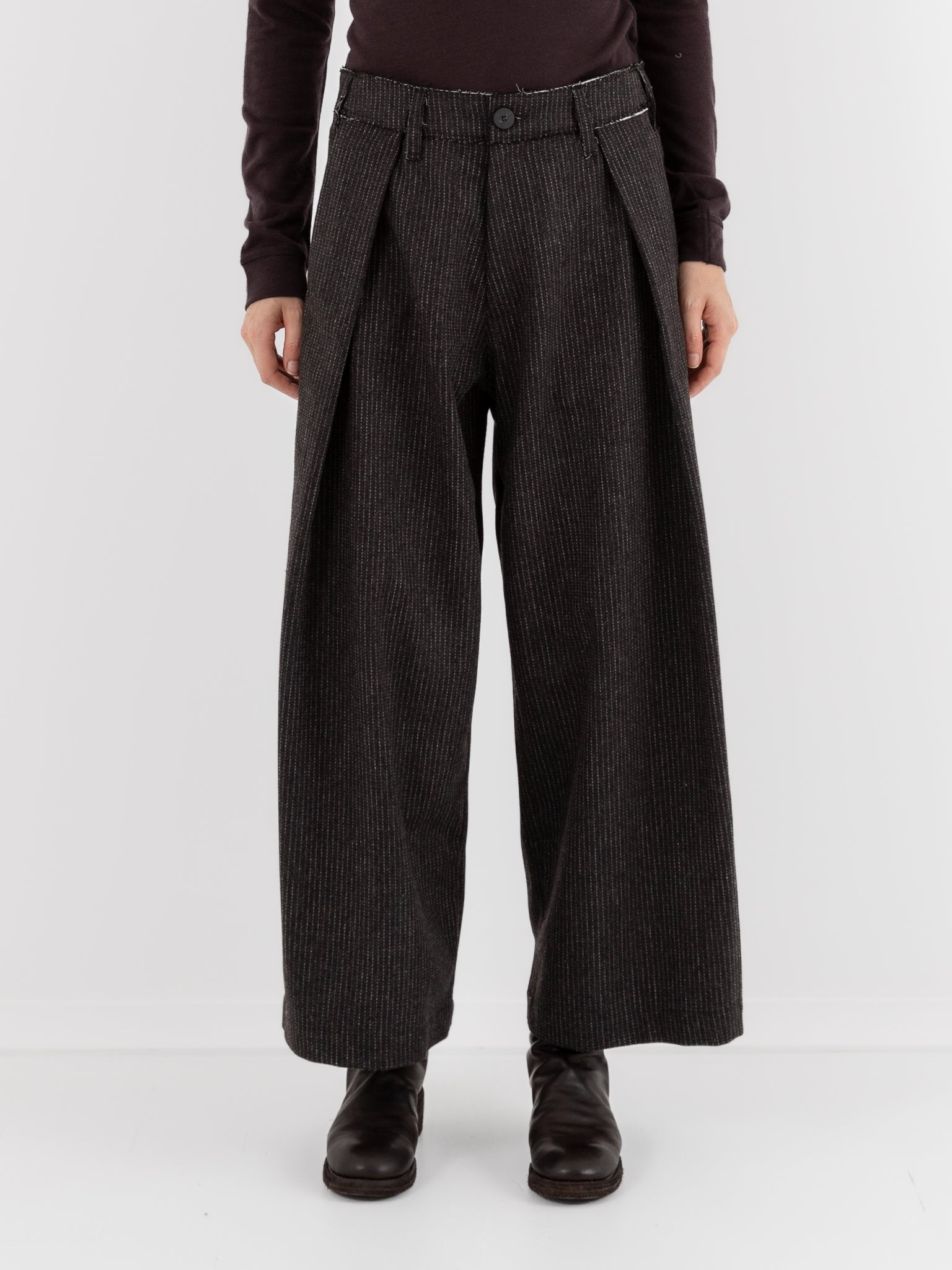 Wright + Doyle Kassel Trousers in Cacao Pinstripe - WRIGHT + DOYLE at Worthwhile - shop PANT