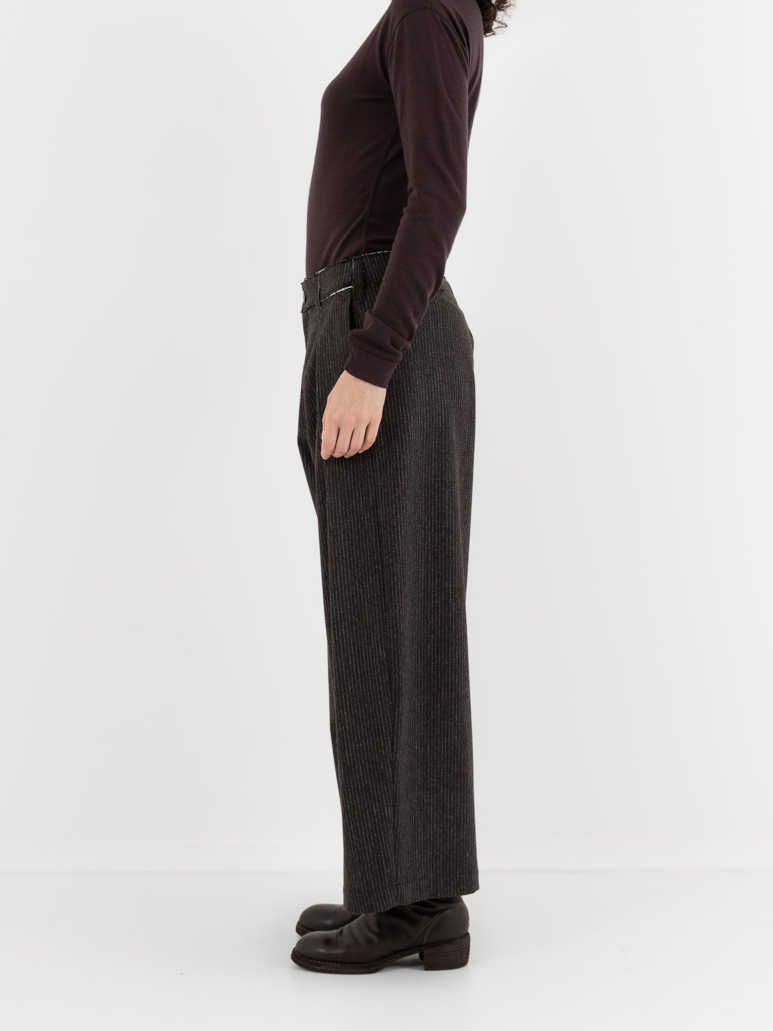 Wright + Doyle Kassel Trousers in Cacao Pinstripe - WRIGHT + DOYLE at Worthwhile - shop PANT