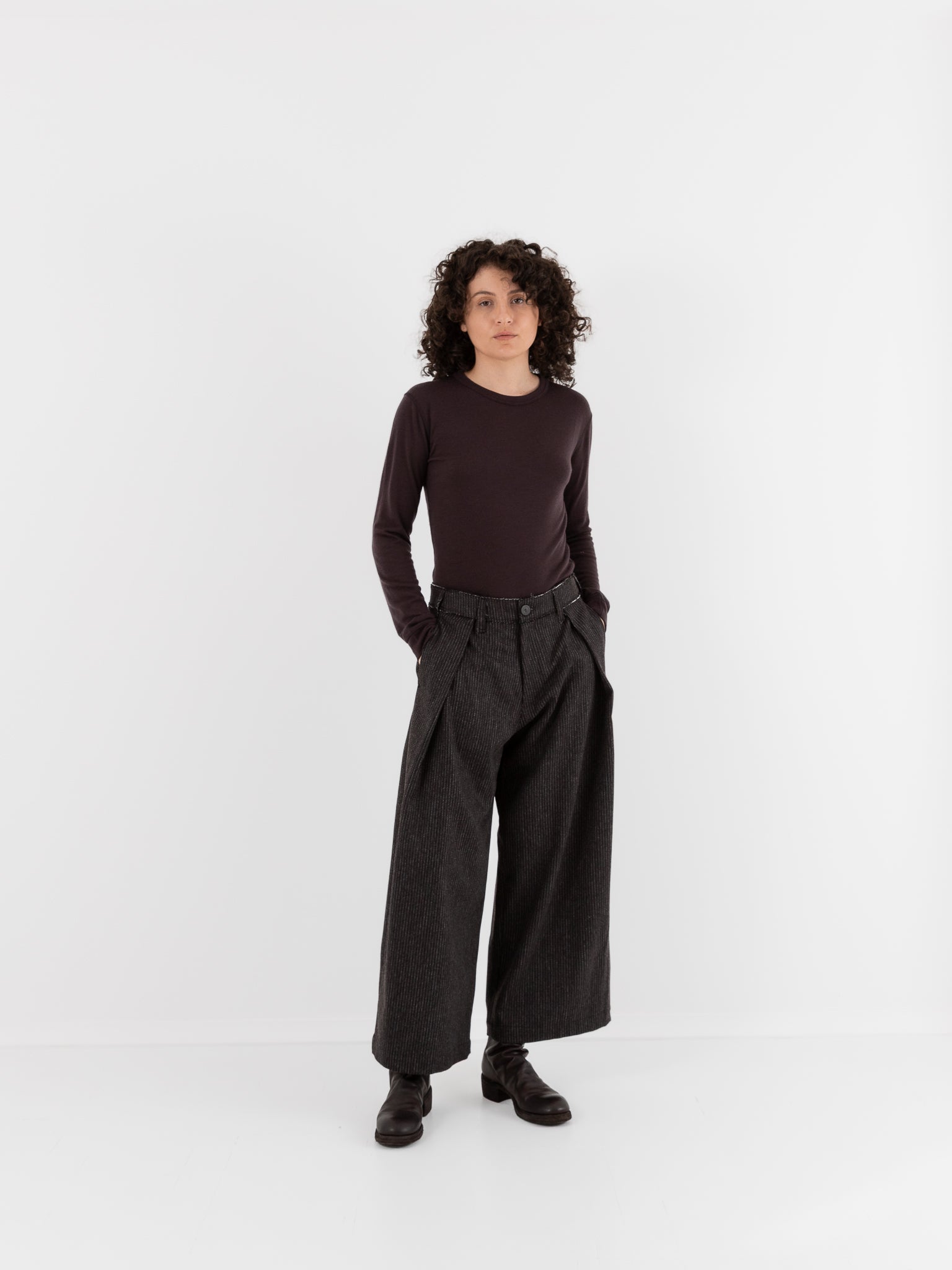 Wright + Doyle Kassel Trousers in Cacao Pinstripe - WRIGHT + DOYLE at Worthwhile - shop PANT