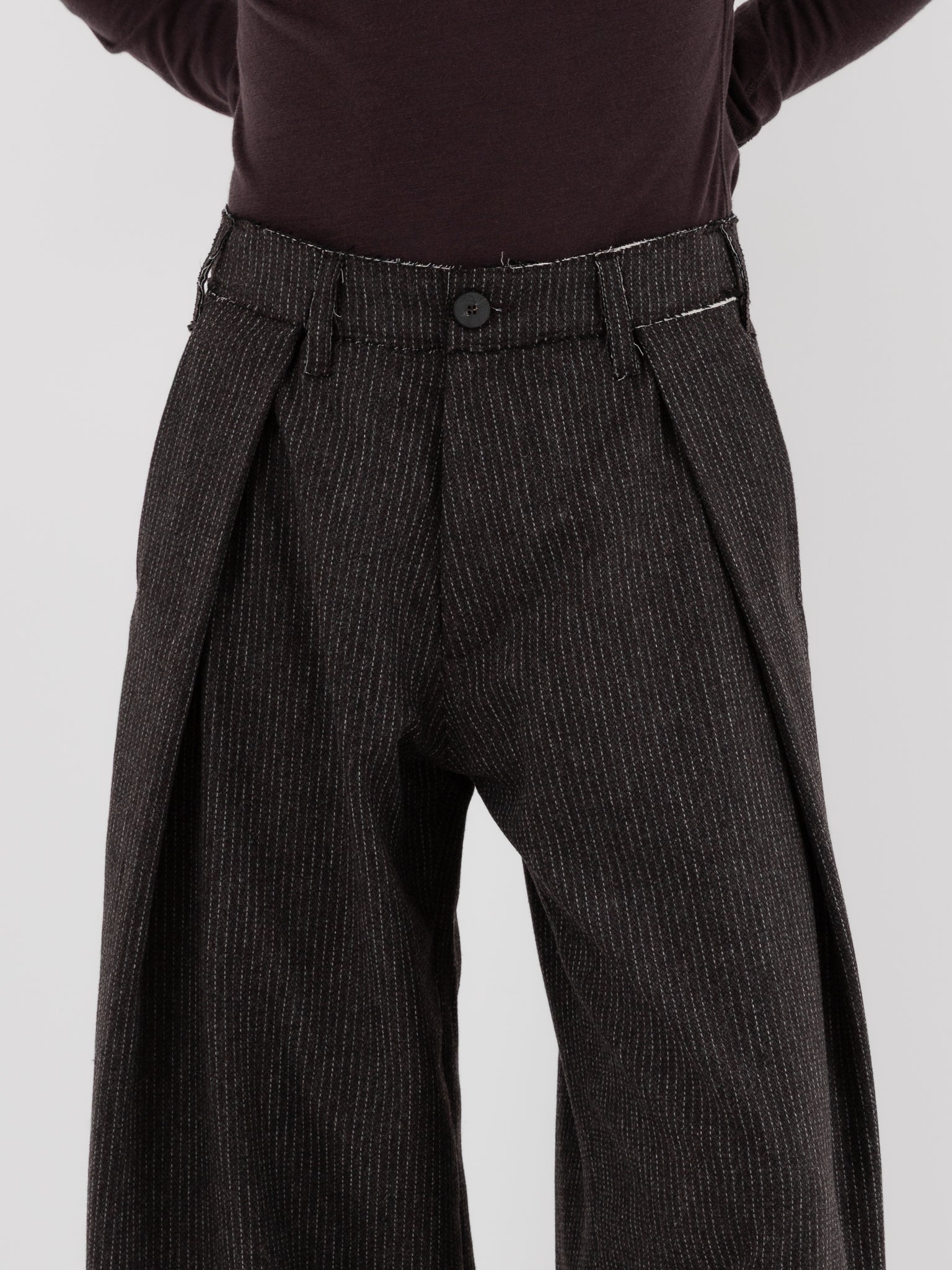 Wright + Doyle Kassel Trousers in Cacao Pinstripe - WRIGHT + DOYLE at Worthwhile - shop PANT