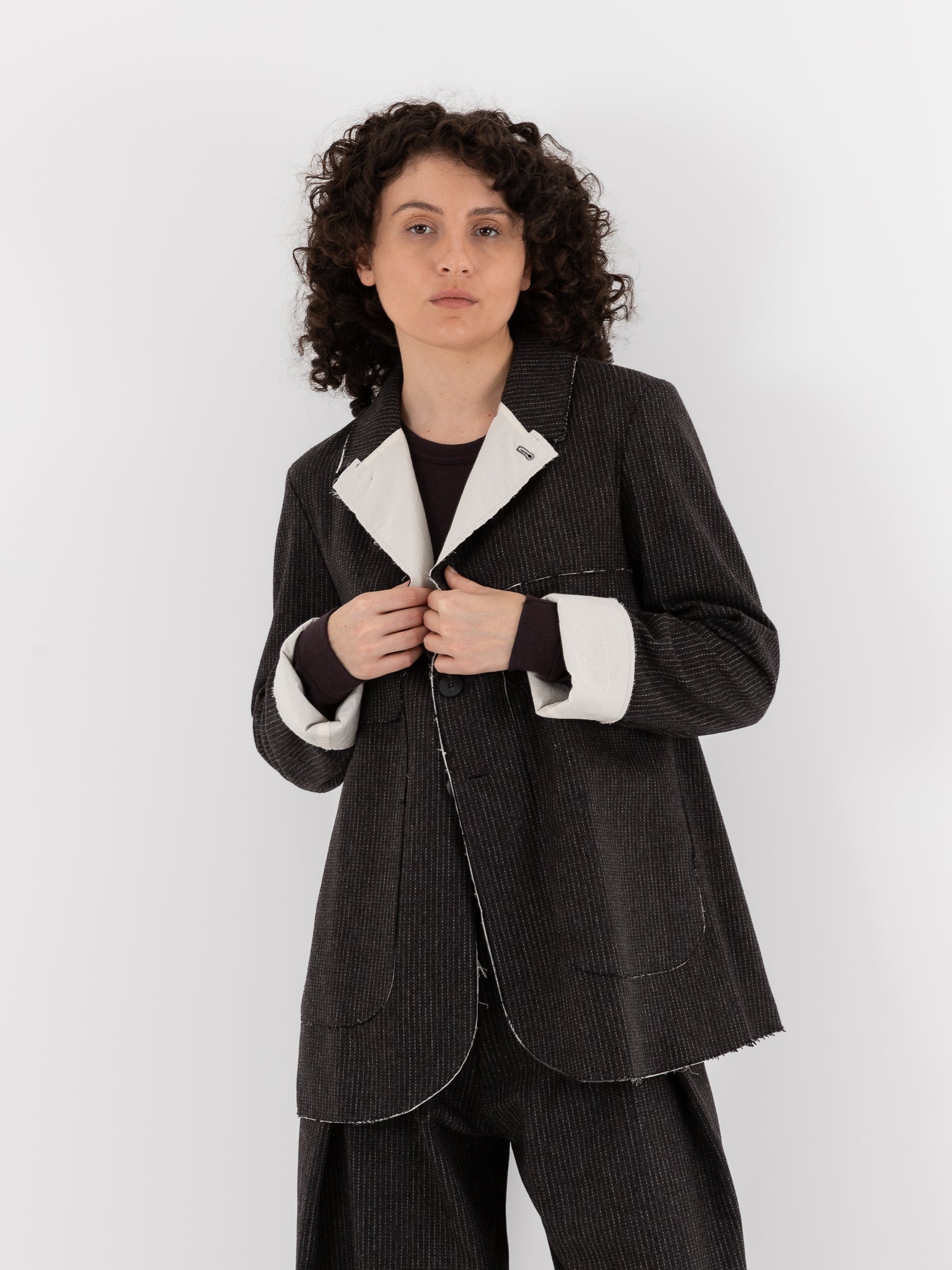 Wright + Doyle Stanhope Jacket in Cacao Pinstripe - WRIGHT + DOYLE at Worthwhile - shop JACKET