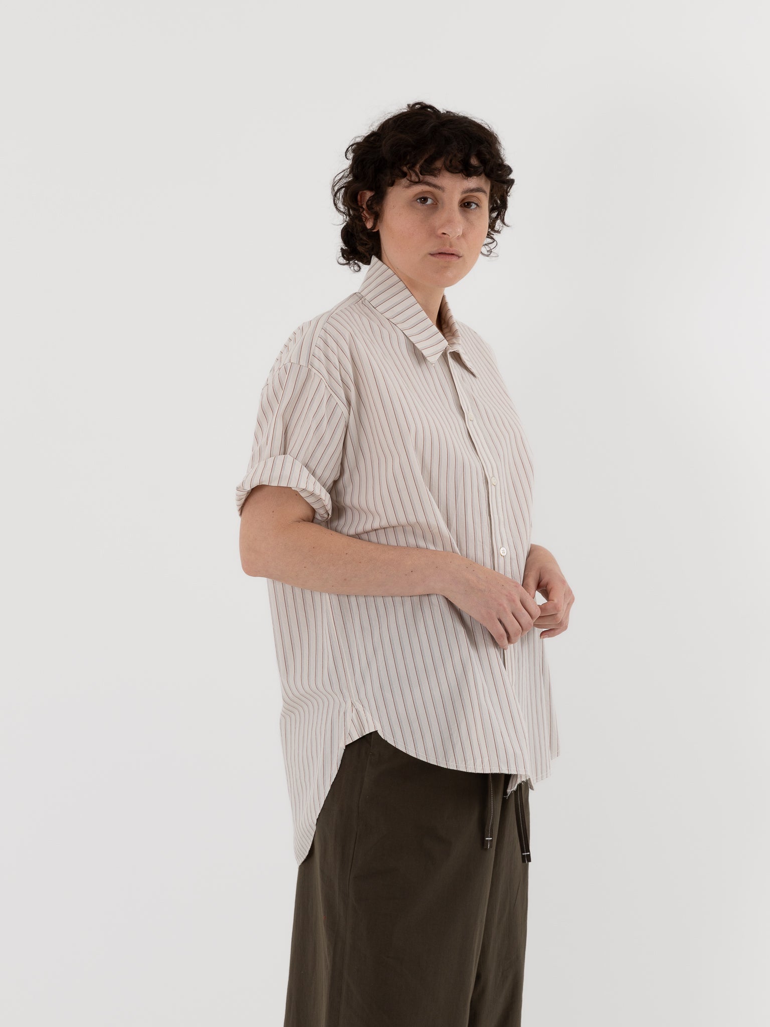 Wright + Doyle Manaton Shirt in Chalk Brick Pinstripe - WRIGHT + DOYLE at Worthwhile - shop TOP