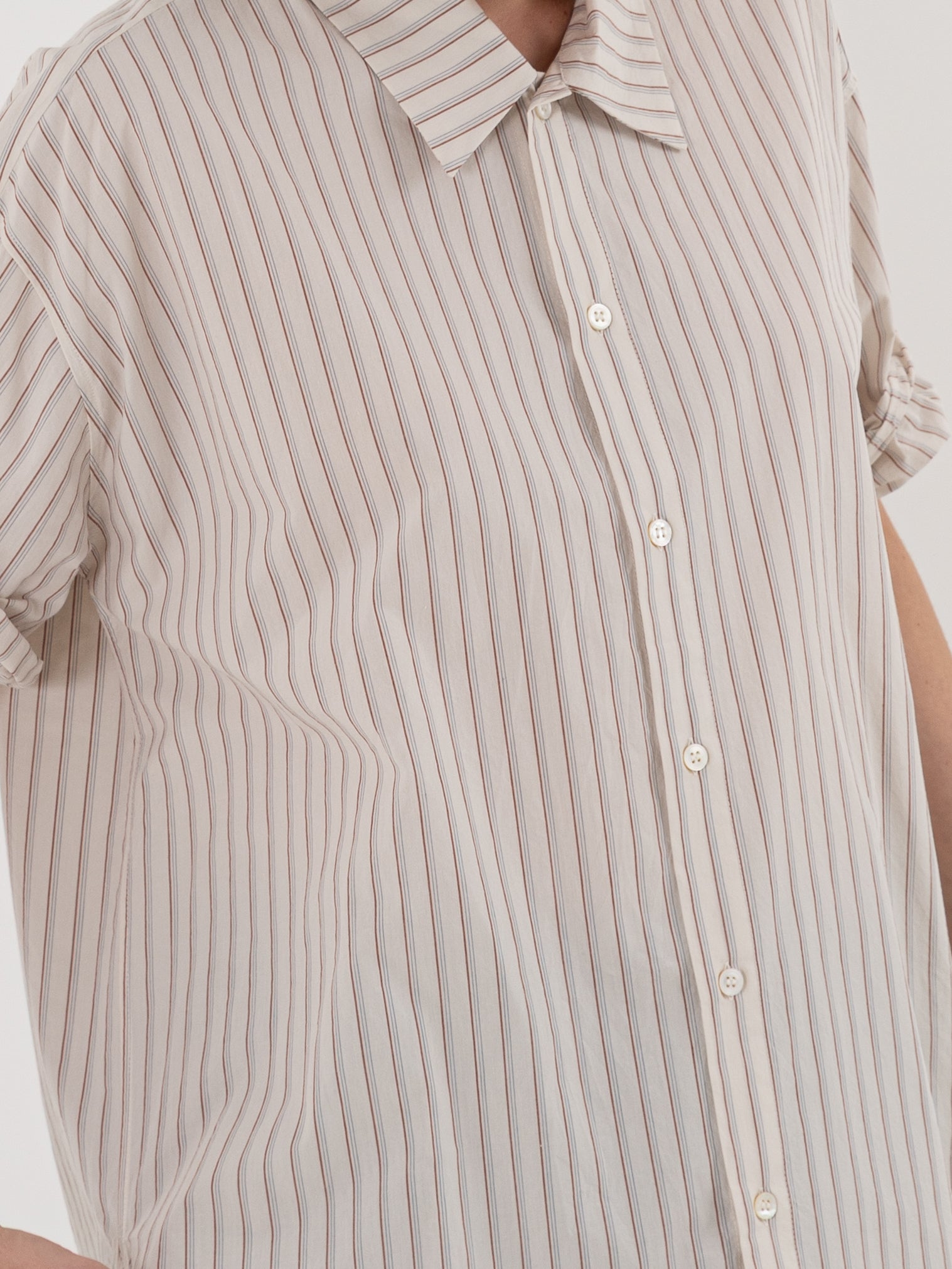 Wright + Doyle Manaton Shirt in Chalk Brick Pinstripe - WRIGHT + DOYLE at Worthwhile - shop TOP