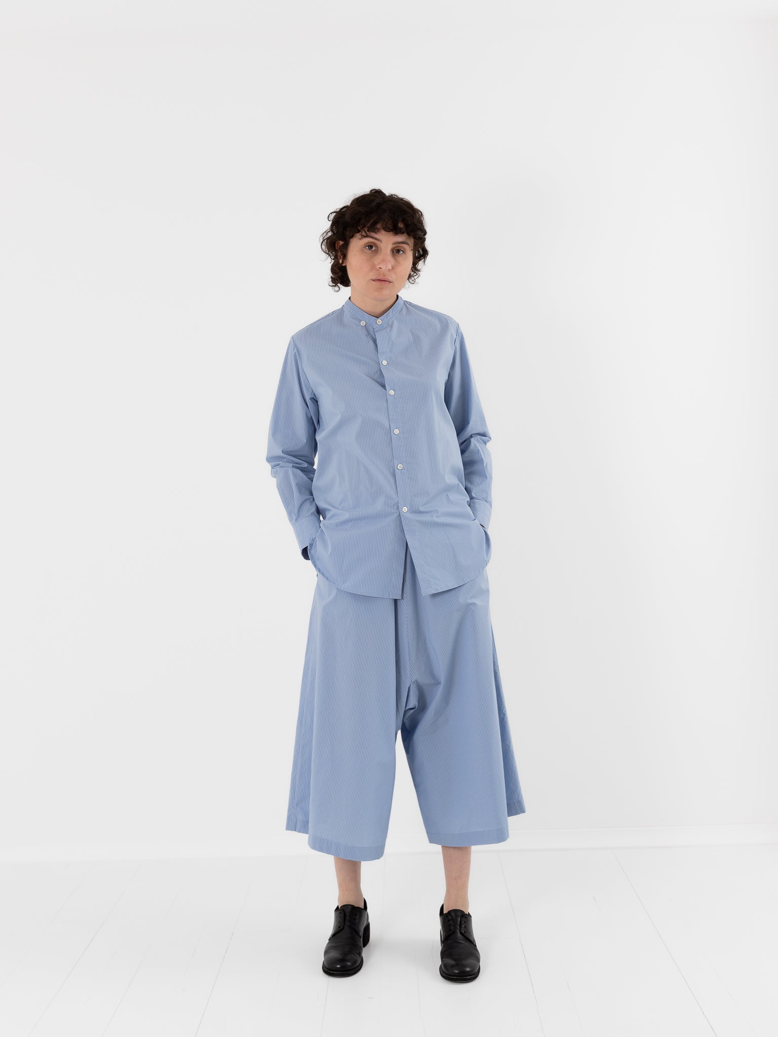 Wright + Doyle Rowden Shirt in Zenith Pinstripe - WRIGHT + DOYLE at Worthwhile - shop TOP