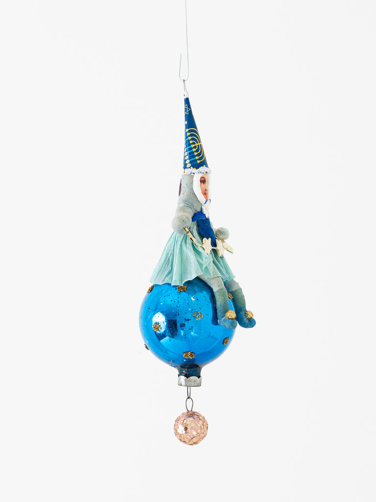 Spun Cotton Hanukkah Girl On Glass Ball Ornament - Worthwhile