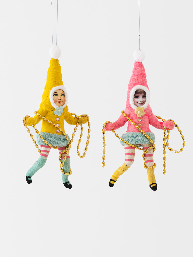 Spun Cotton Decorating Elf Ornament in Pink - Worthwhile
