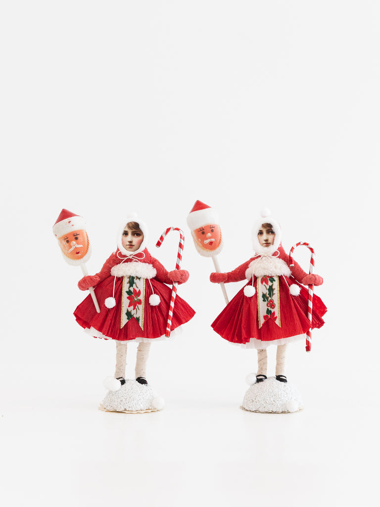 Spun Cotton Christmas Girl with Santa - Worthwhile