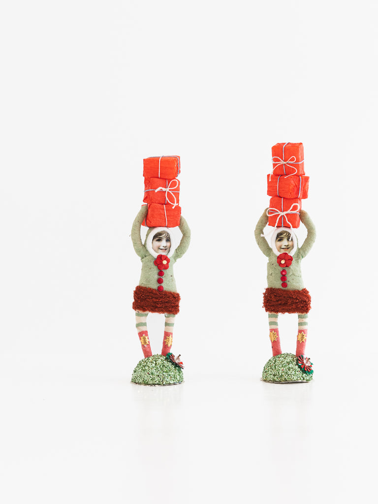Spun Cotton Present Stack Figure with Red Presents - Worthwhile