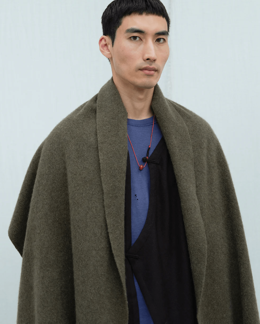 Norlha Nomad Dense Boiled Herringbone Scarf in Olive - NORLHA at Worthwhile - shop SCARF