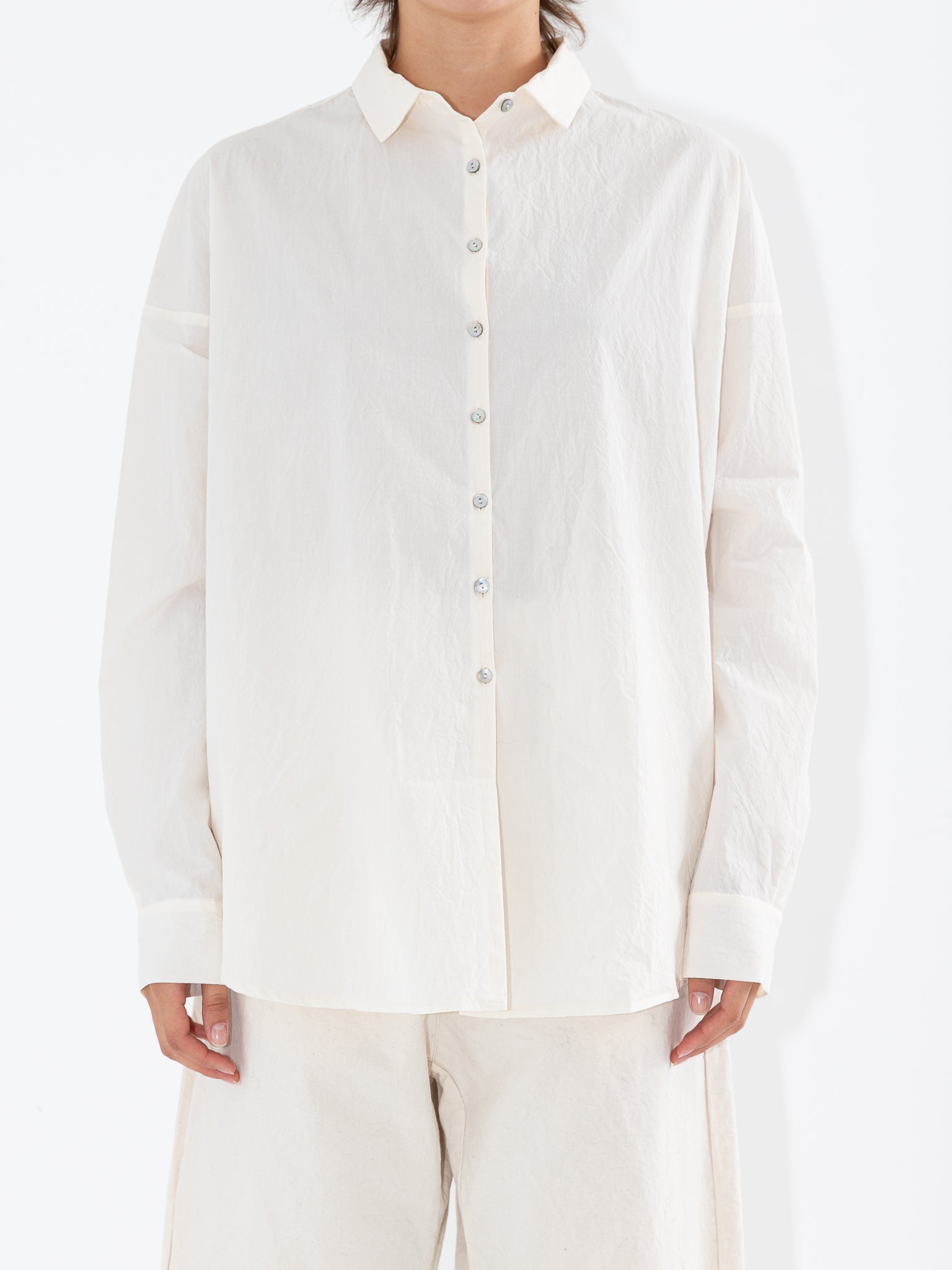 Album Di Famiglia Wrinkled Collared Shirt, Natural