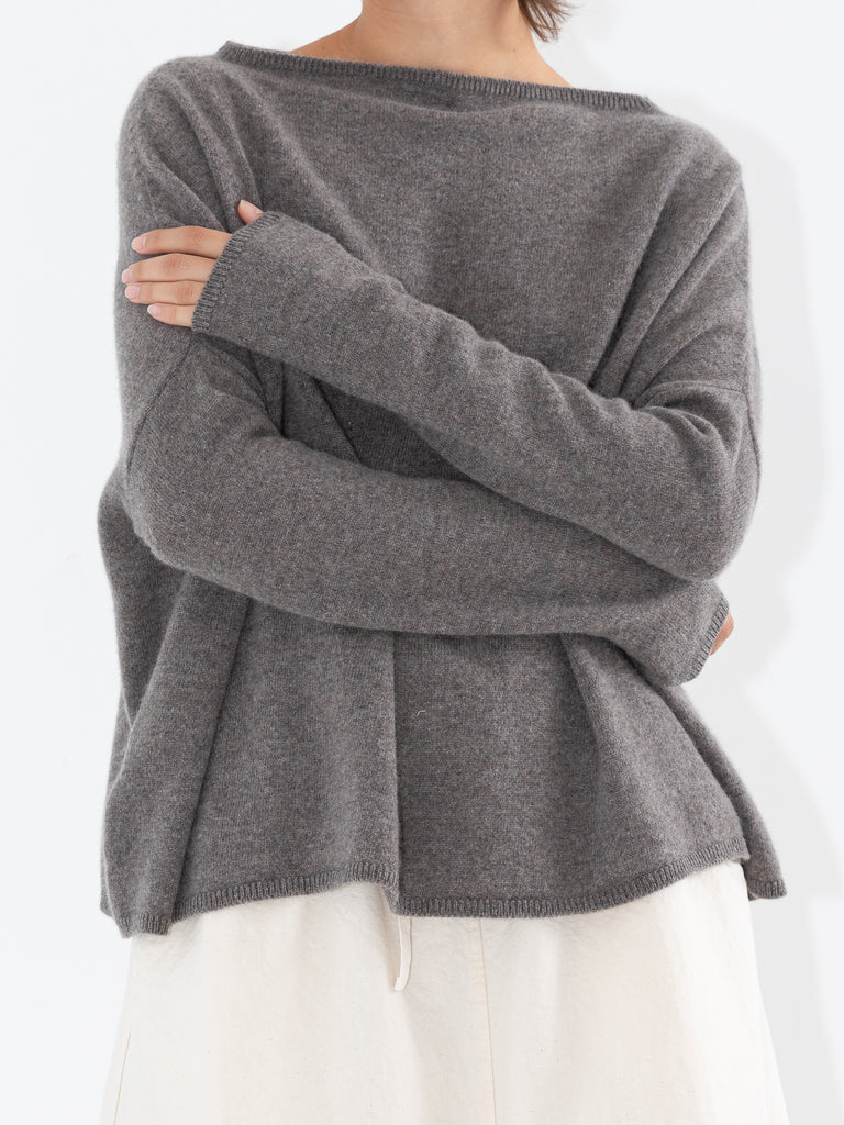 Album Di Famiglia Cashmere Boatneck Sweater, Grey - Worthwhile