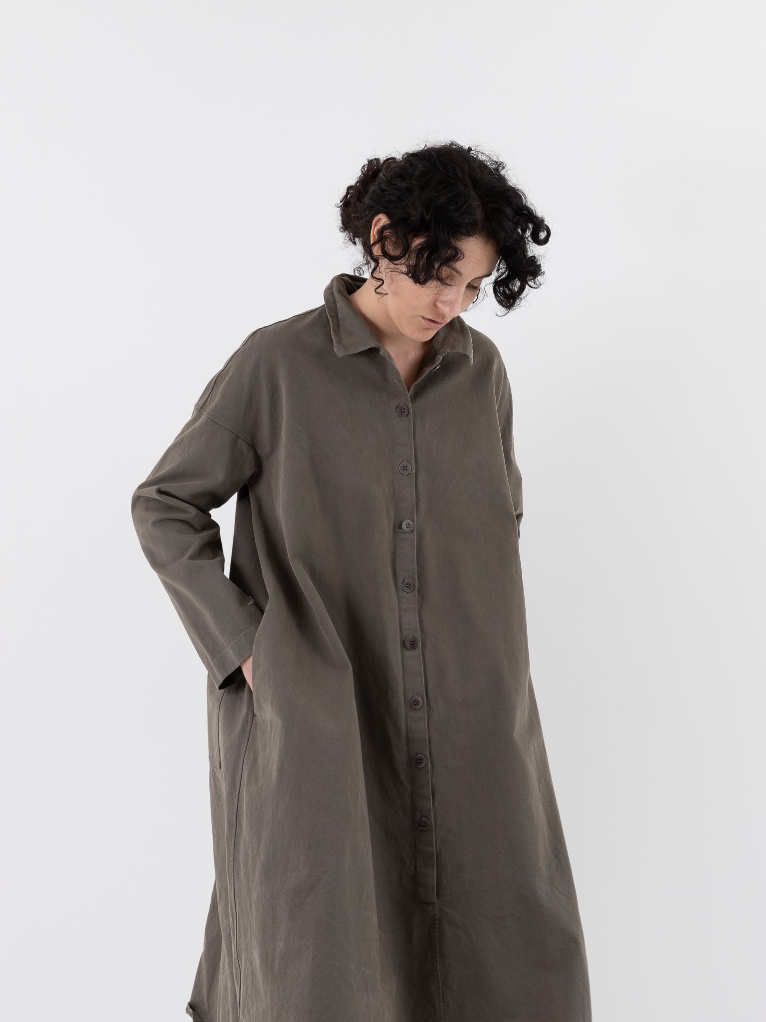 Album di Famiglia Loose Collar Dress WCC in Taupe - ALBUM DI FAMIGLIA at Worthwhile - shop DRESS