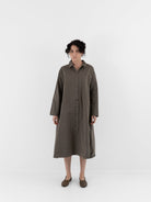 Album di Famiglia Loose Collar Dress WCC in Taupe - ALBUM DI FAMIGLIA at Worthwhile - shop DRESS