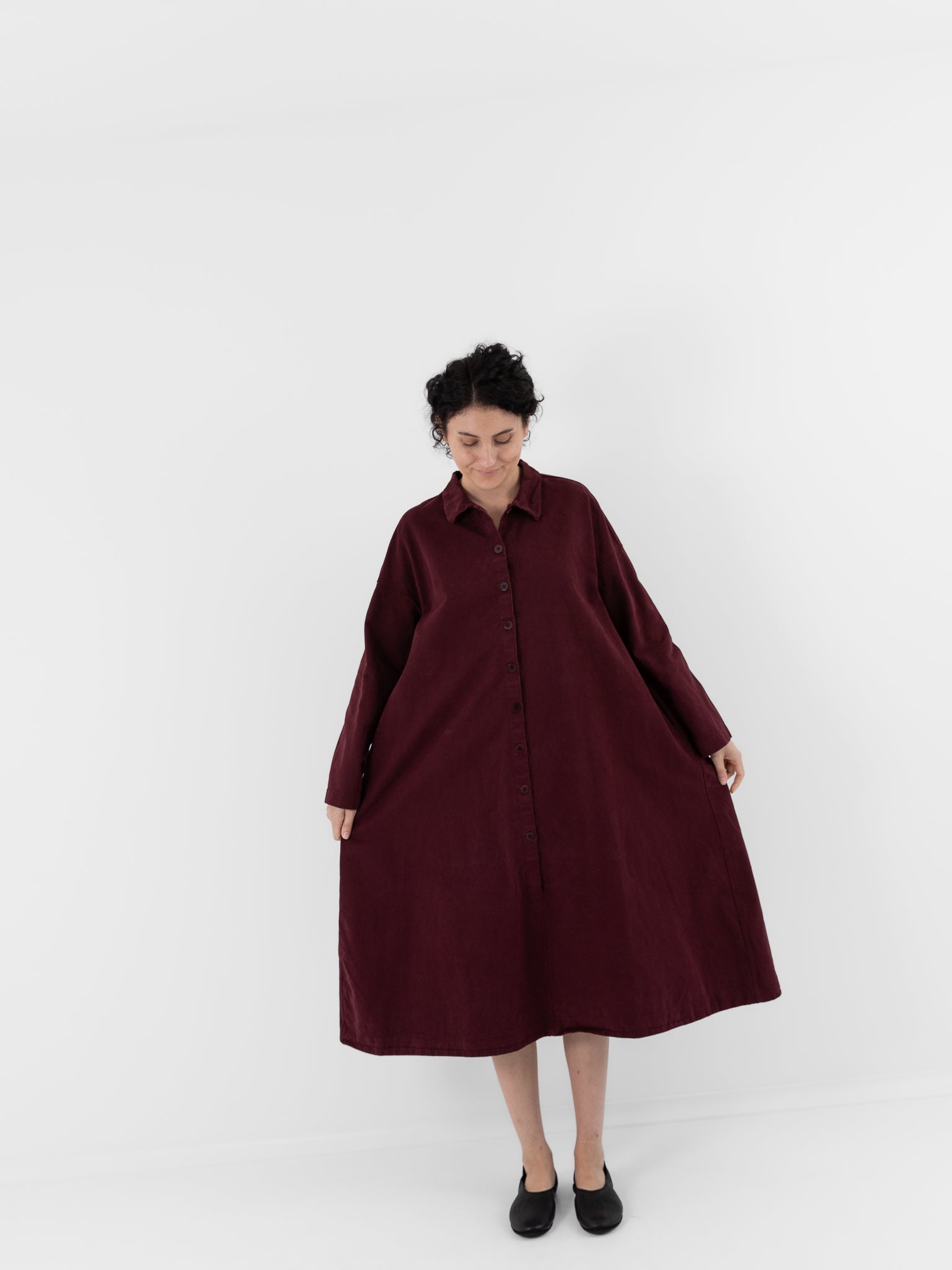 Album di Famiglia Loose Collar Dress WCC in Wine - ALBUM DI FAMIGLIA at Worthwhile - shop DRESS